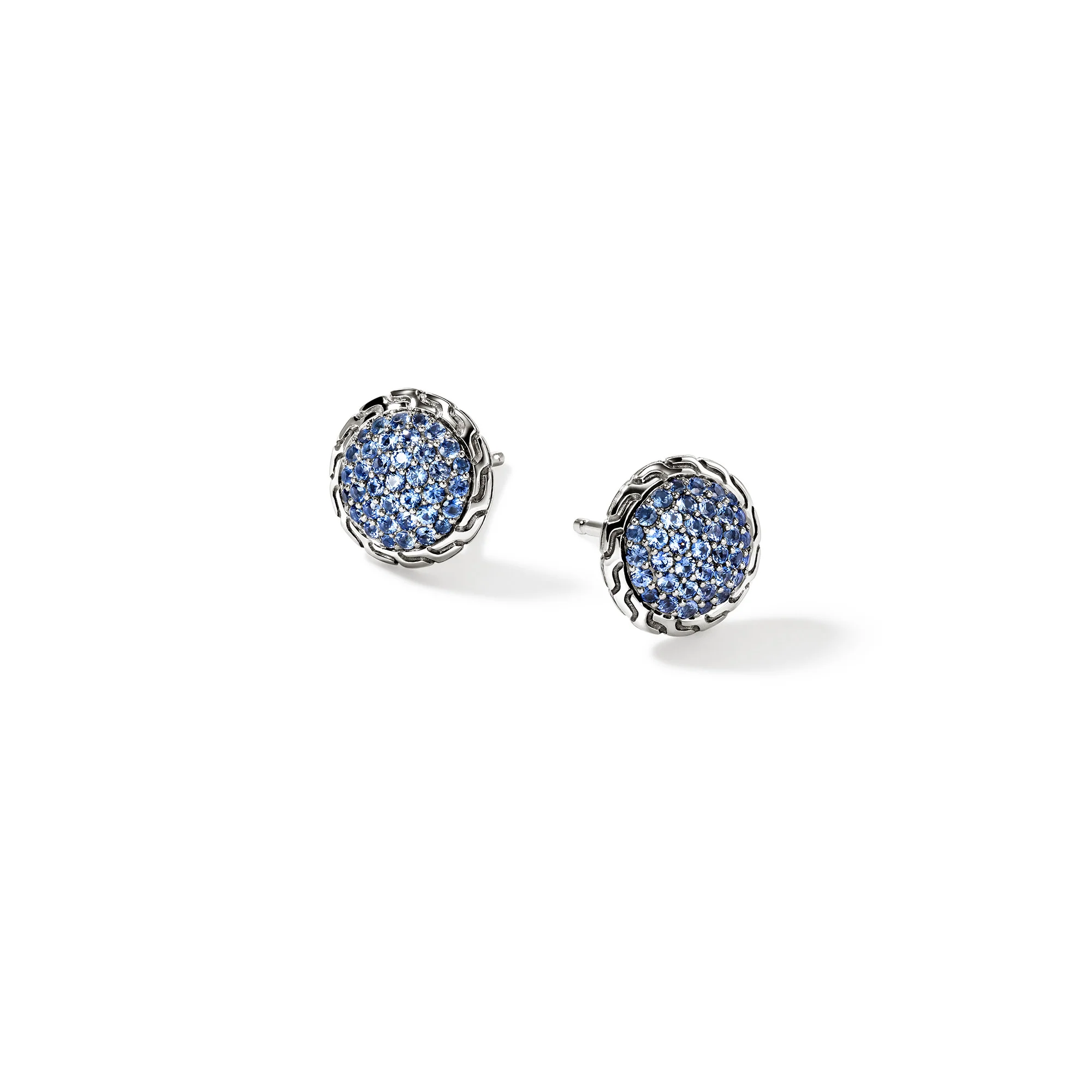 JH Essential Pavé Stud Earring, Sterling Silver, Gemstones, 10MM|EBS987184BSP - Image 3