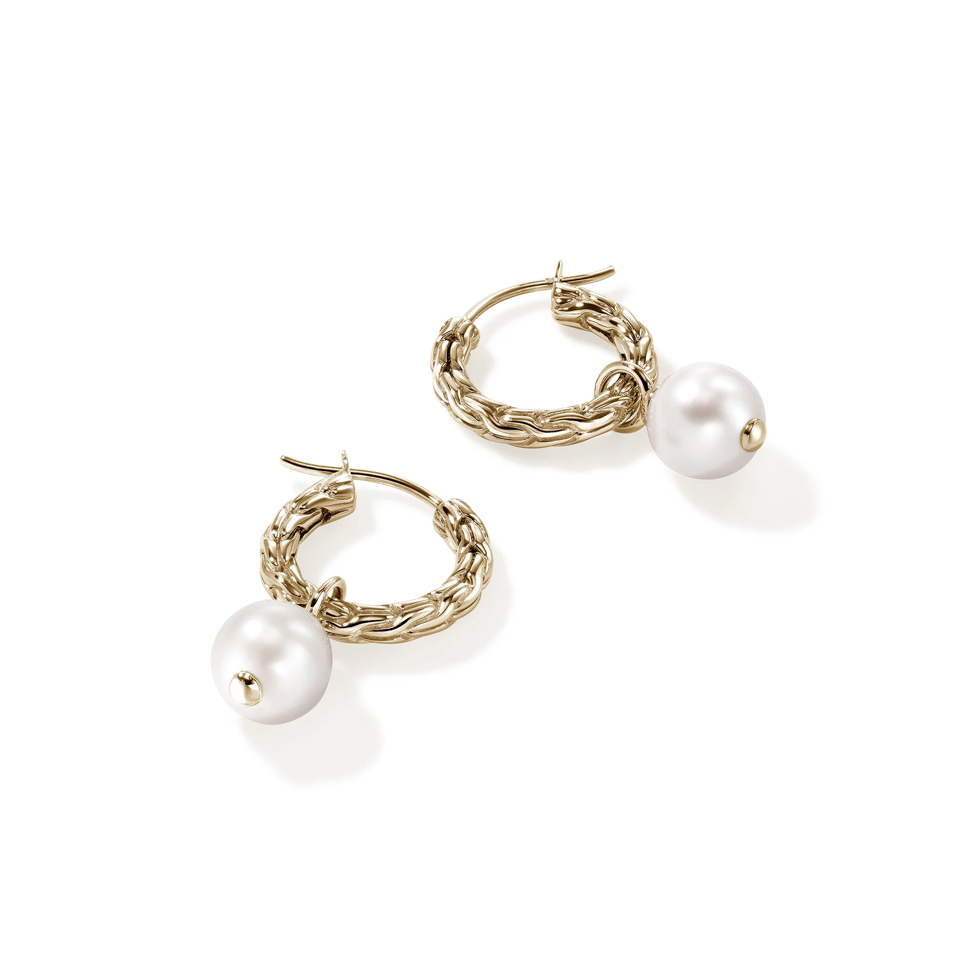 JH Essential Pearl Hoop Earring, Gold, 16MM|EGG987261 - Image 3