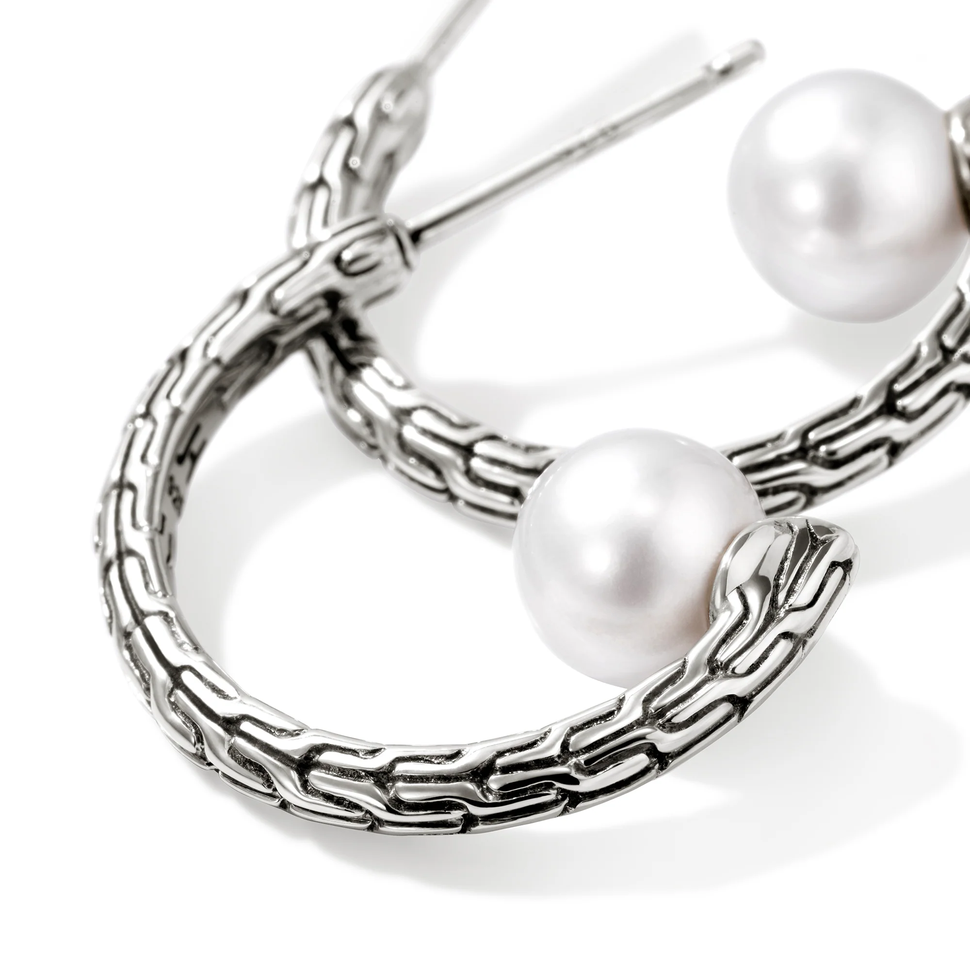 JH Essential Pearl Hoop Earring, Sterling Silver, 20MM|EB987271 - Image 2