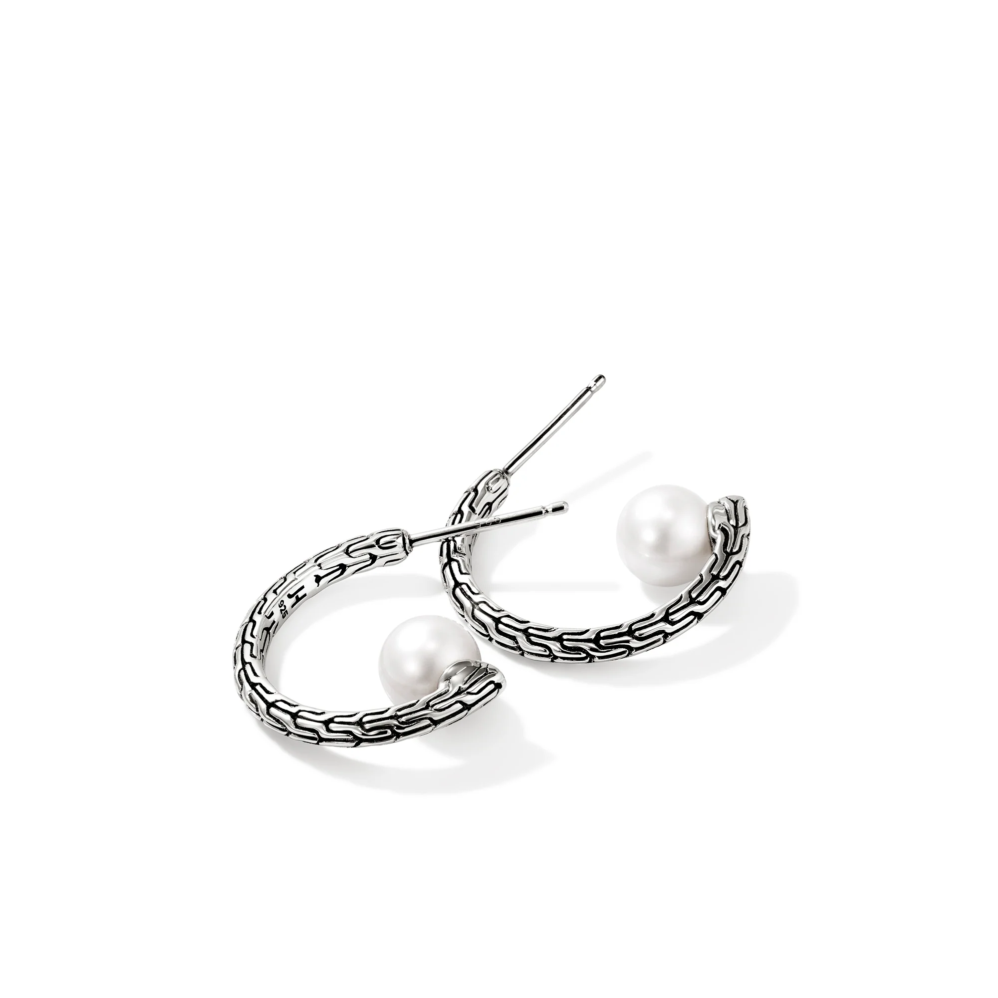 JH Essential Pearl Hoop Earring, Sterling Silver, 20MM|EB987271 - Image 3