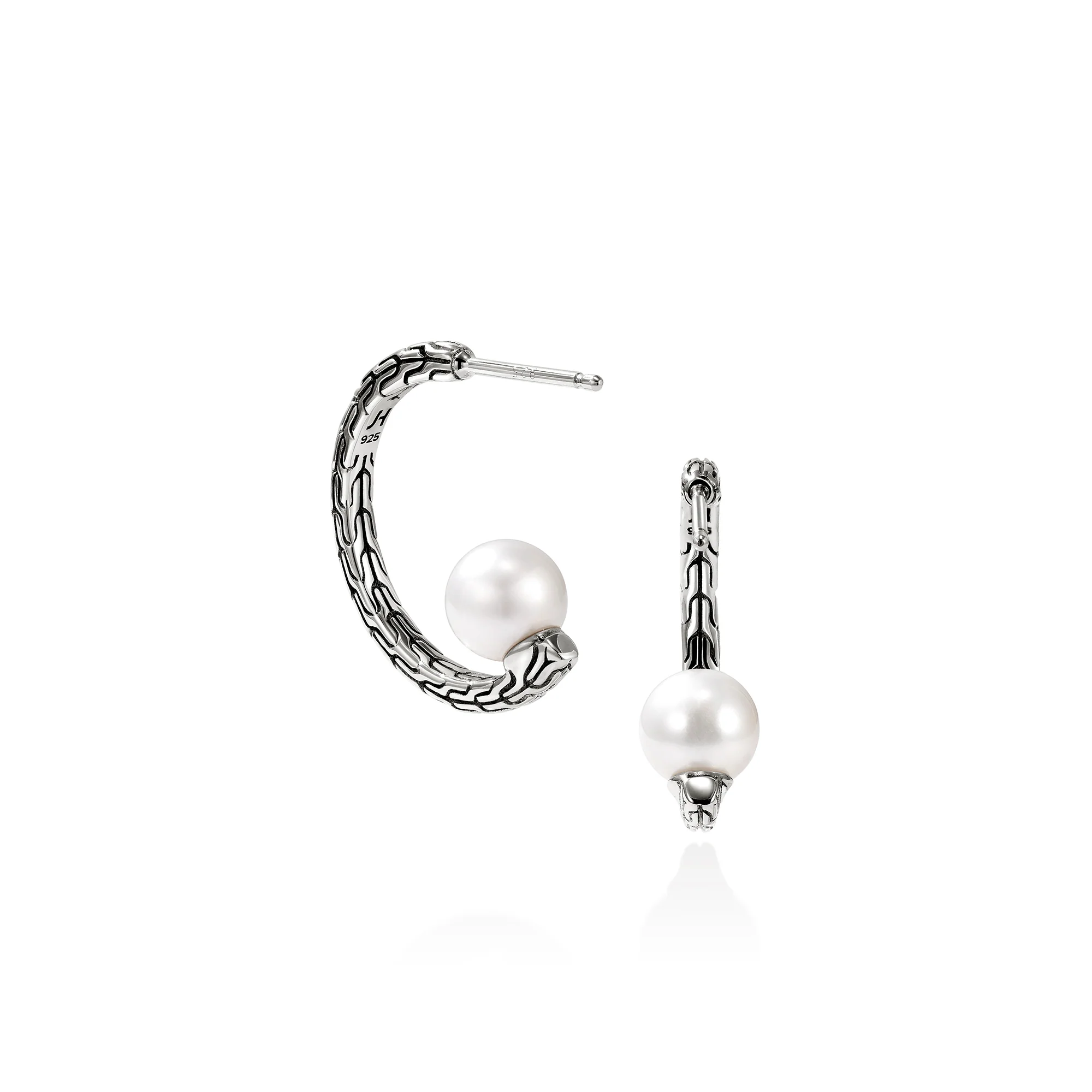 JH Essential Pearl Hoop Earring, Sterling Silver, 20MM|EB987271 - Image 4
