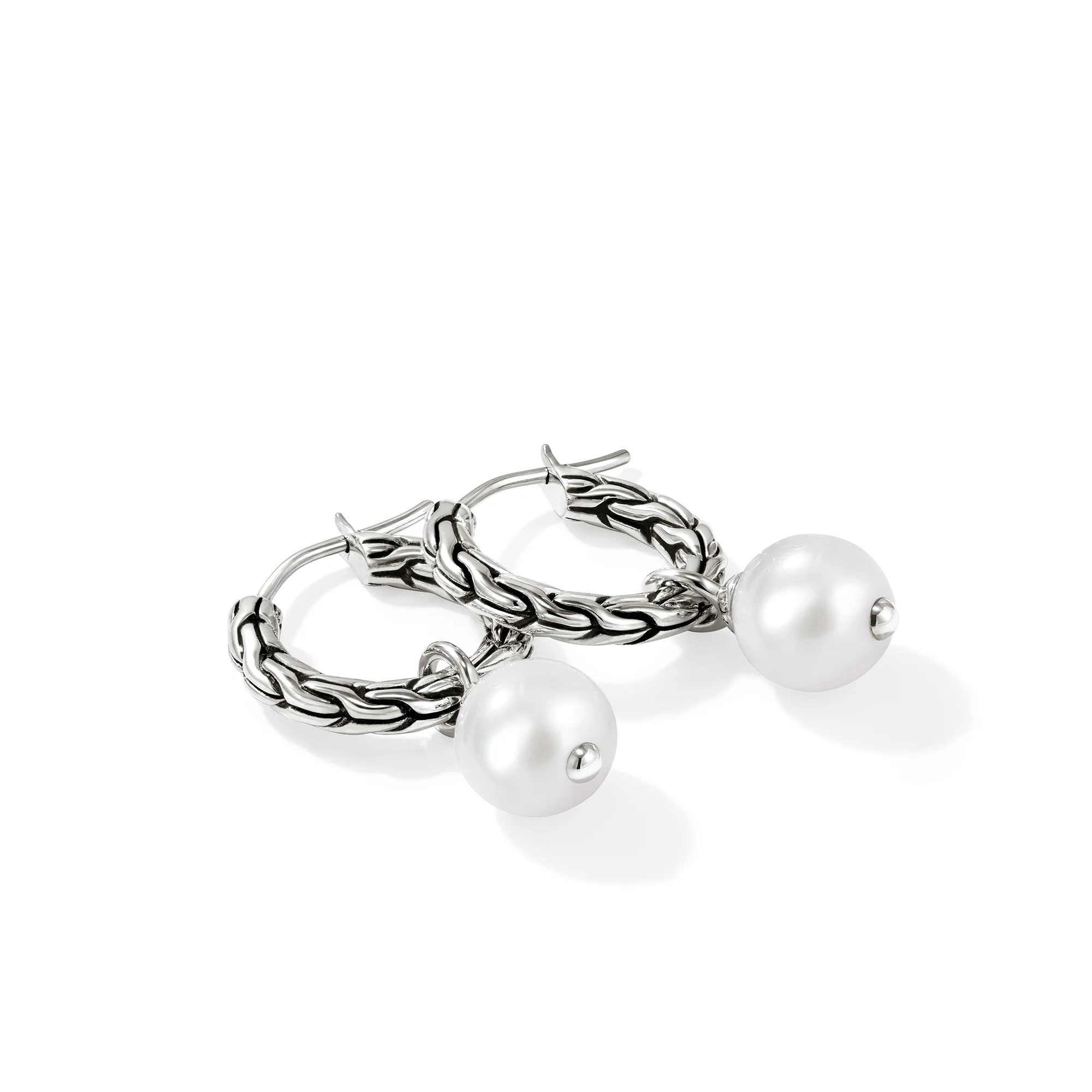JH Essential Pearl Hoop Earring, Sterling Silver, 16MM|EB987261 - Image 3