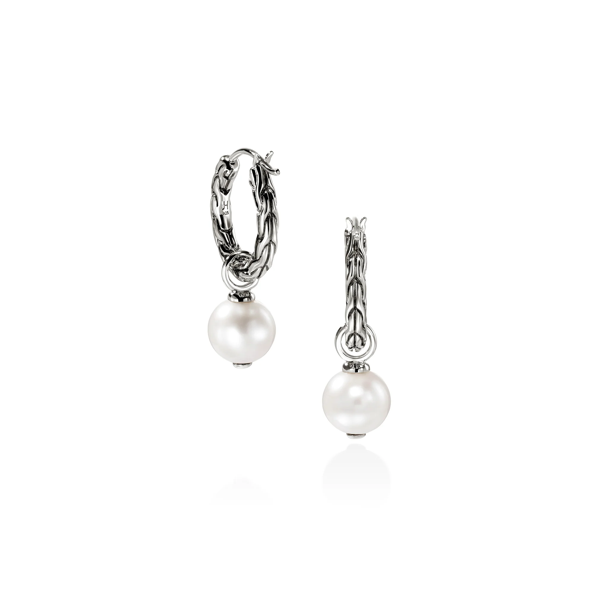 JH Essential Pearl Hoop Earring, Sterling Silver, 16MM|EB987261 - Image 4