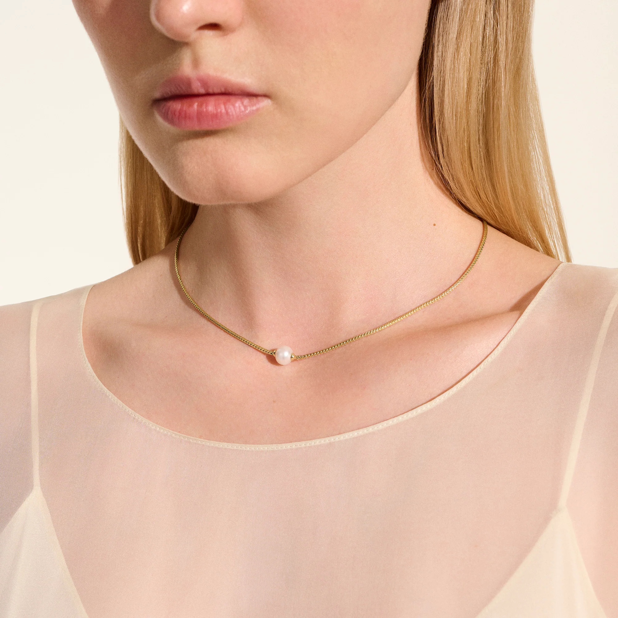 JH Essential Pearl Necklace, Gold, 1.8MM|NGG987281 - Image 5