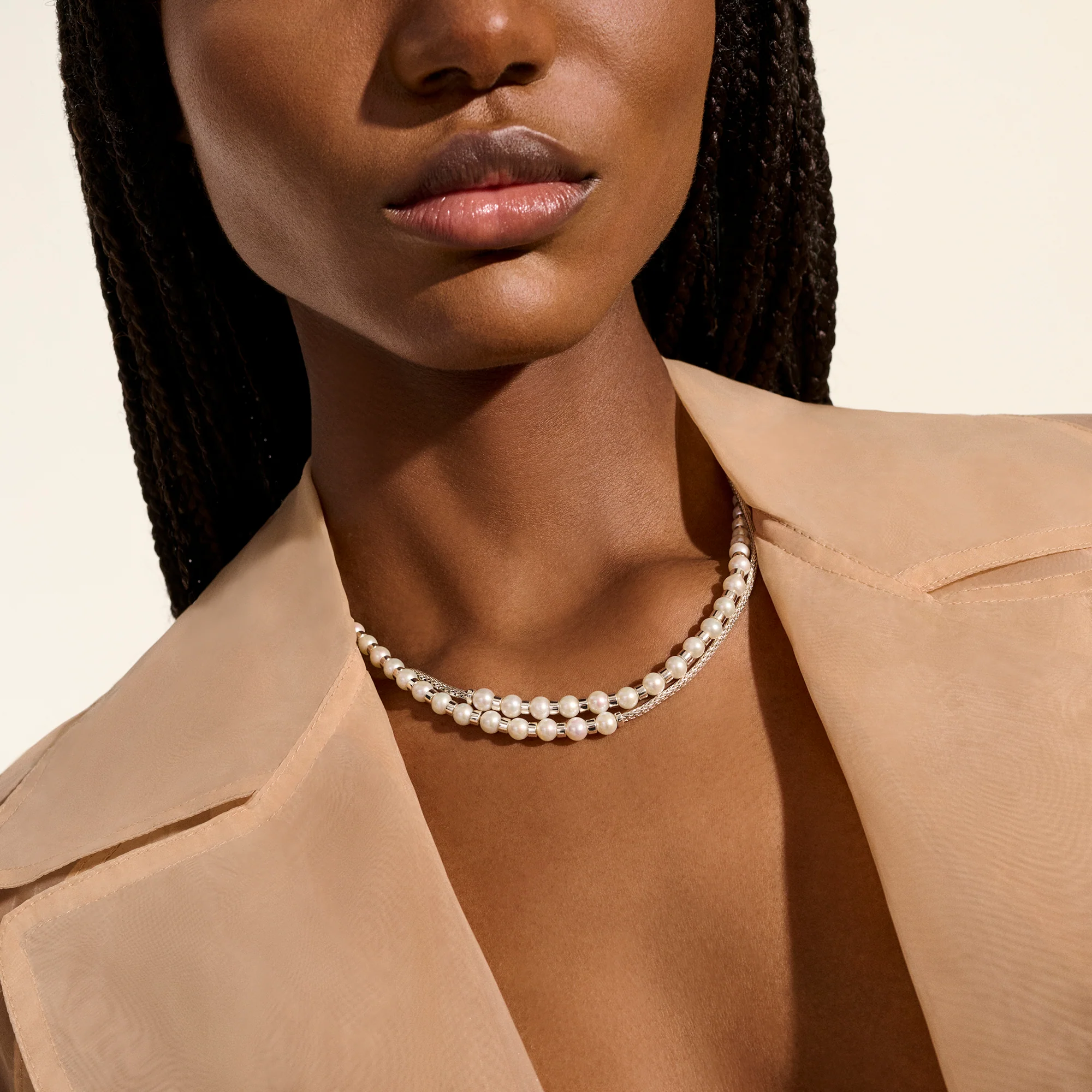 JH Essential Pearl Wrap Necklace, Sterling Silver, 2.5MM|NB9011091 - Image 6