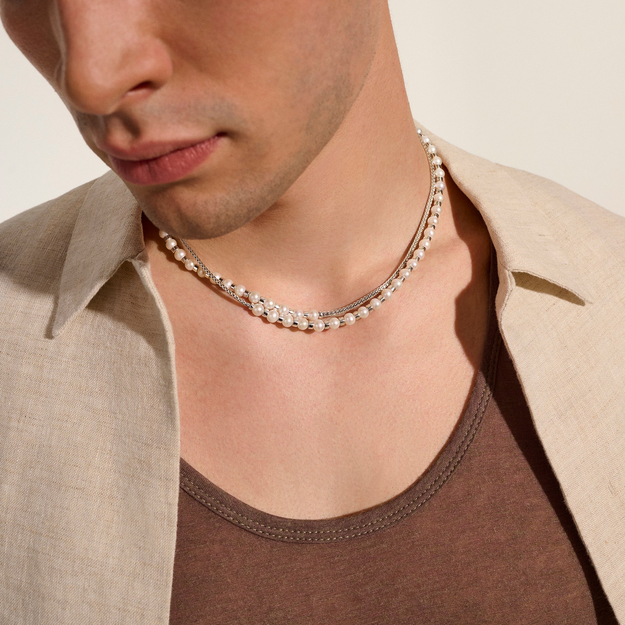 JH Essential Pearl Wrap Necklace, Sterling Silver, 2.5MM|NB9011091 - Image 8