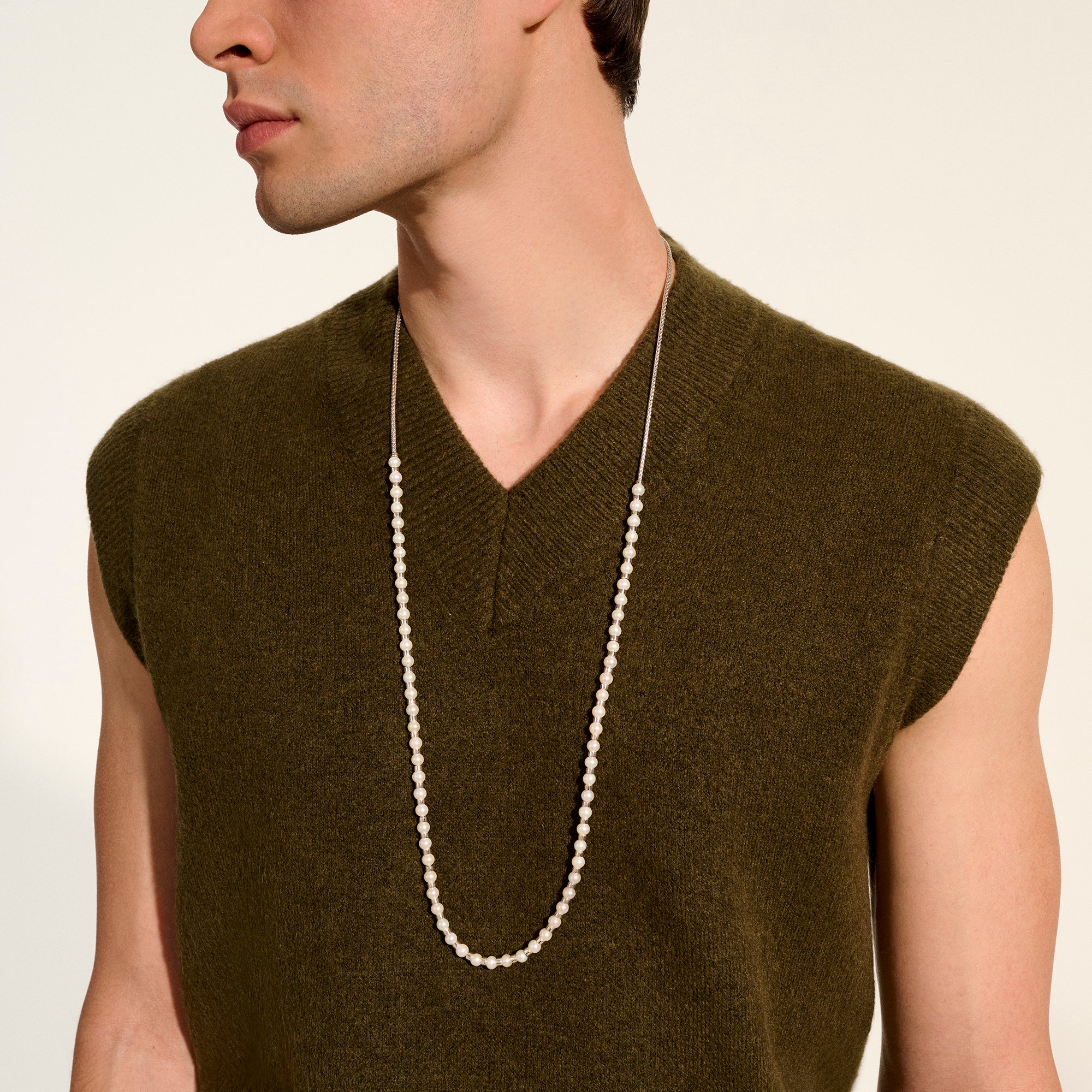 JH Essential Pearl Wrap Necklace, Sterling Silver, 2.5MM|NB9011091 - Image 9