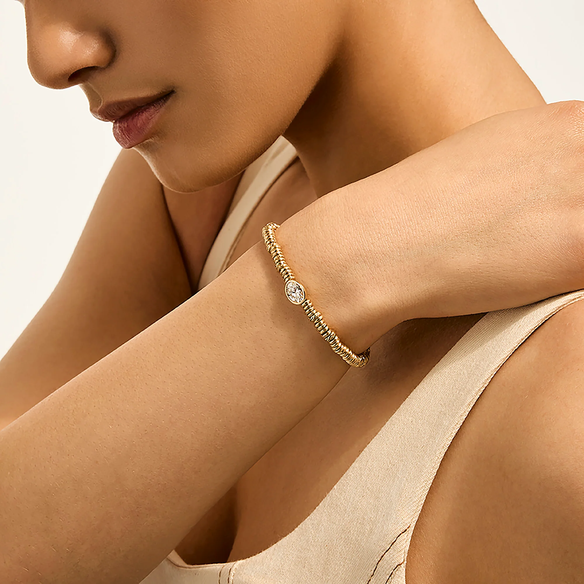 JH Lovestruck™ Heishi Bracelet, Gold, Diamond, 1.0TCW|BUGGX43036LGD - Image 5