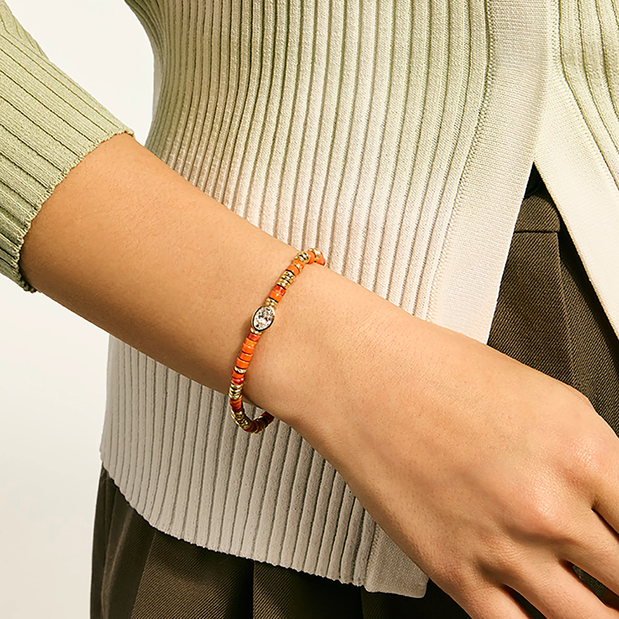 JH Lovestruck™ Heishi Bracelet, Gold, Sterling Silver, Hardstones, Enamel, Diamond, 1.0TCW|BUZZP430363OROYSLGD - Image 5