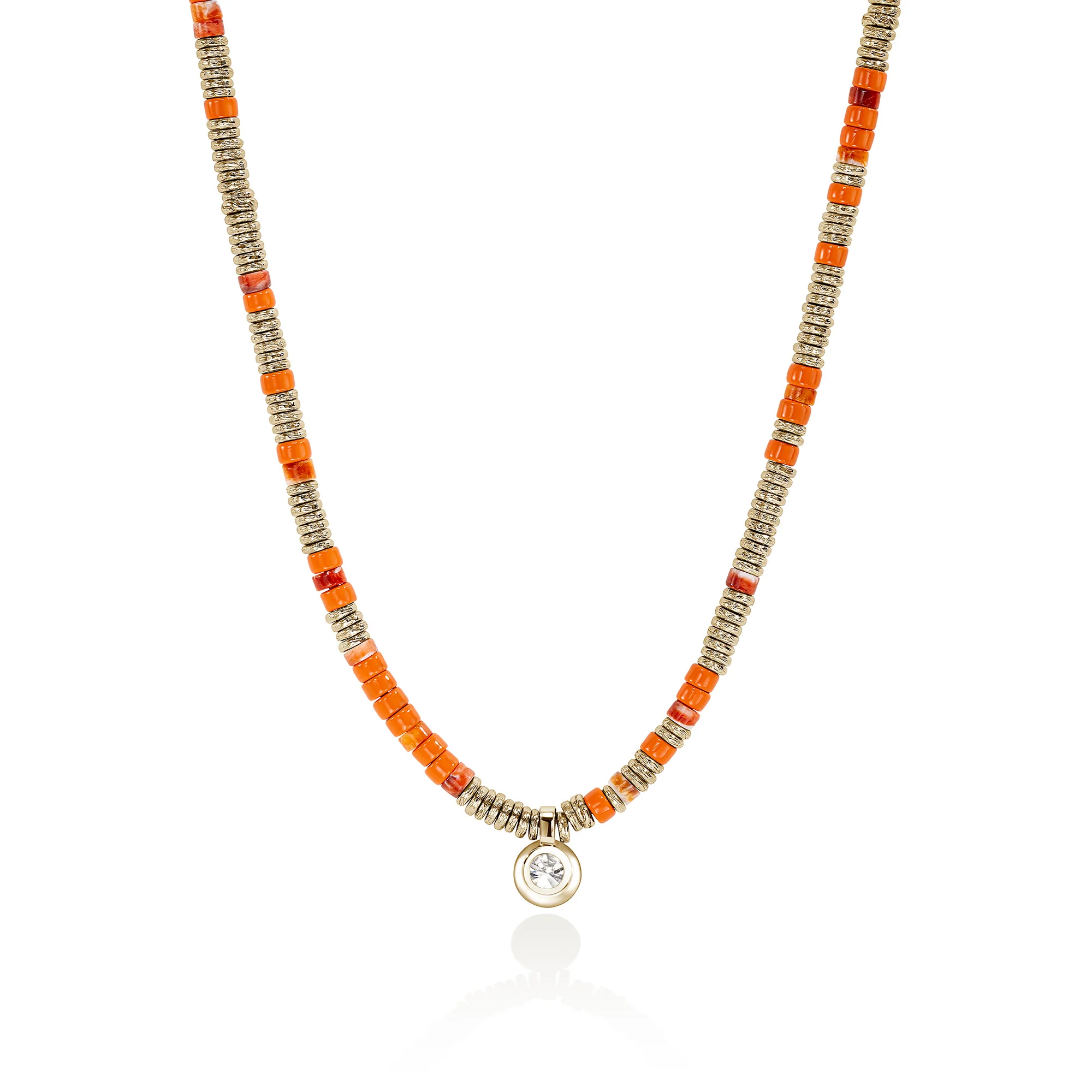 JH Lovestruck™ Heishi Pendant Necklace, Gold, Sterling Silver, Hardstones, Enamel, Diamond, 1.25TCW|NZZP430393OROYSLGD - Image 3