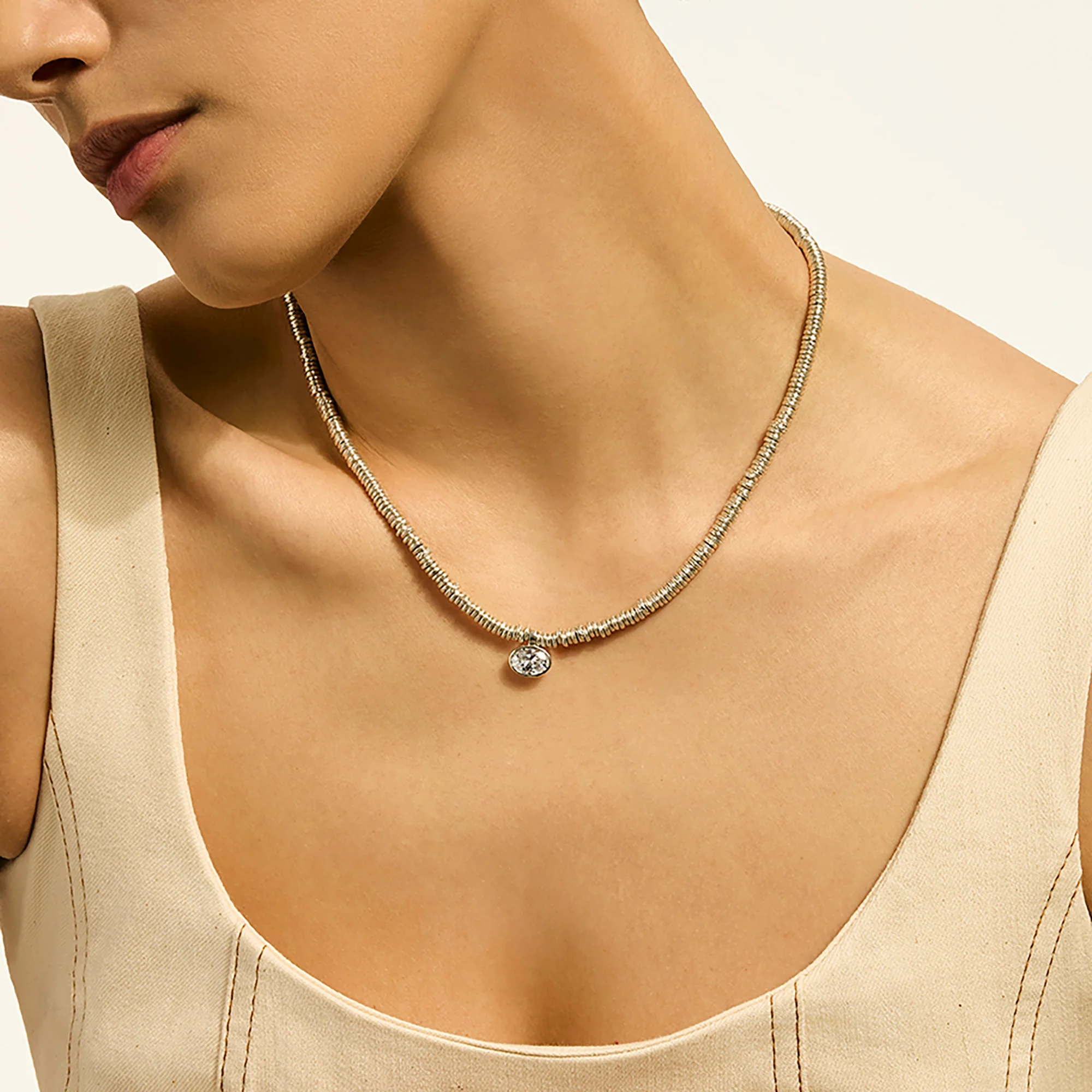 JH Lovestruck™ Heishi Pendant Necklace, Sterling Silver, Diamond, 2.0TCW|NBP43044LGD - Image 4