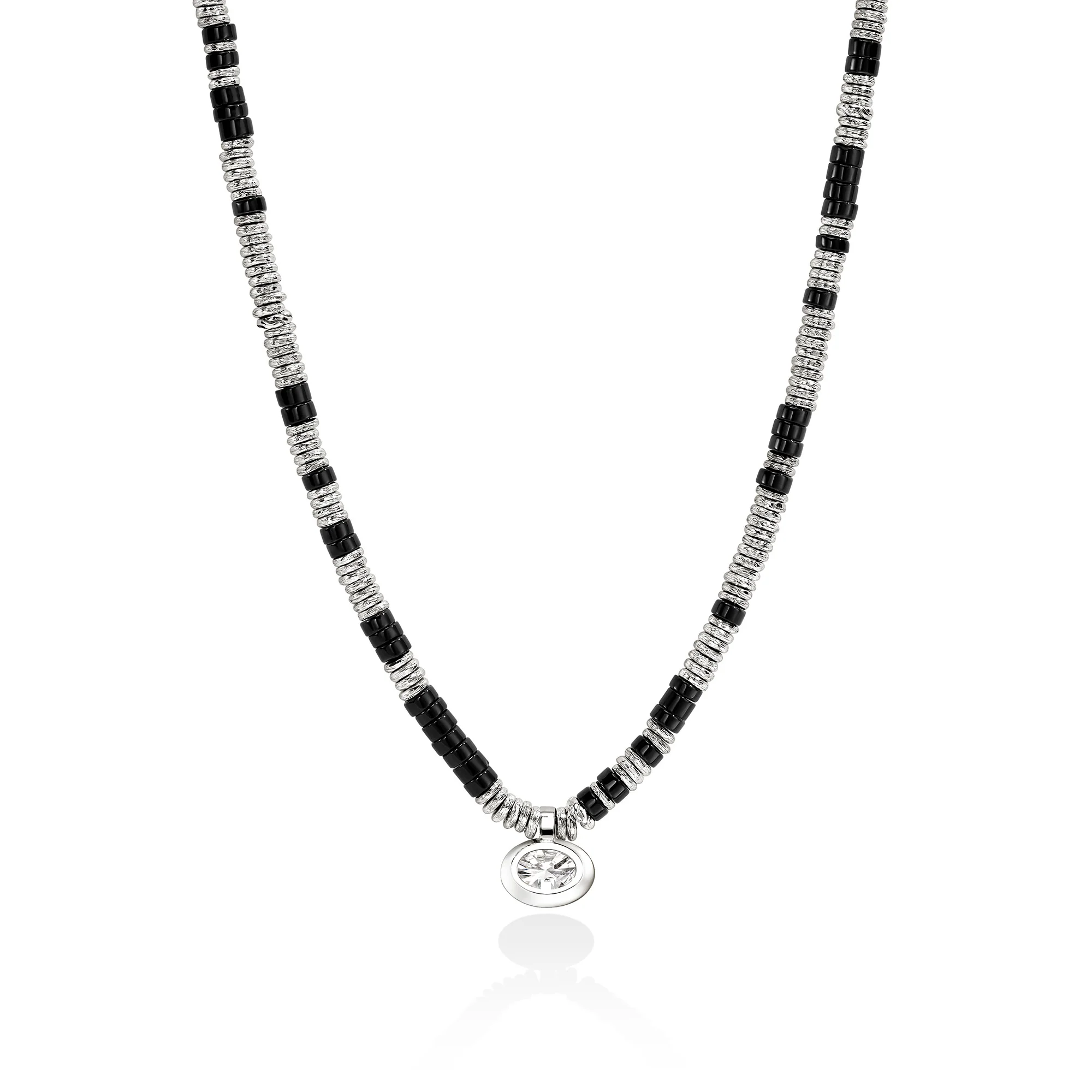 JH Lovestruck™ Heishi Pendant Necklace, Sterling Silver, Hardstones, Diamond, 3.0TCW|NBP4303831BONLGD - Image 3
