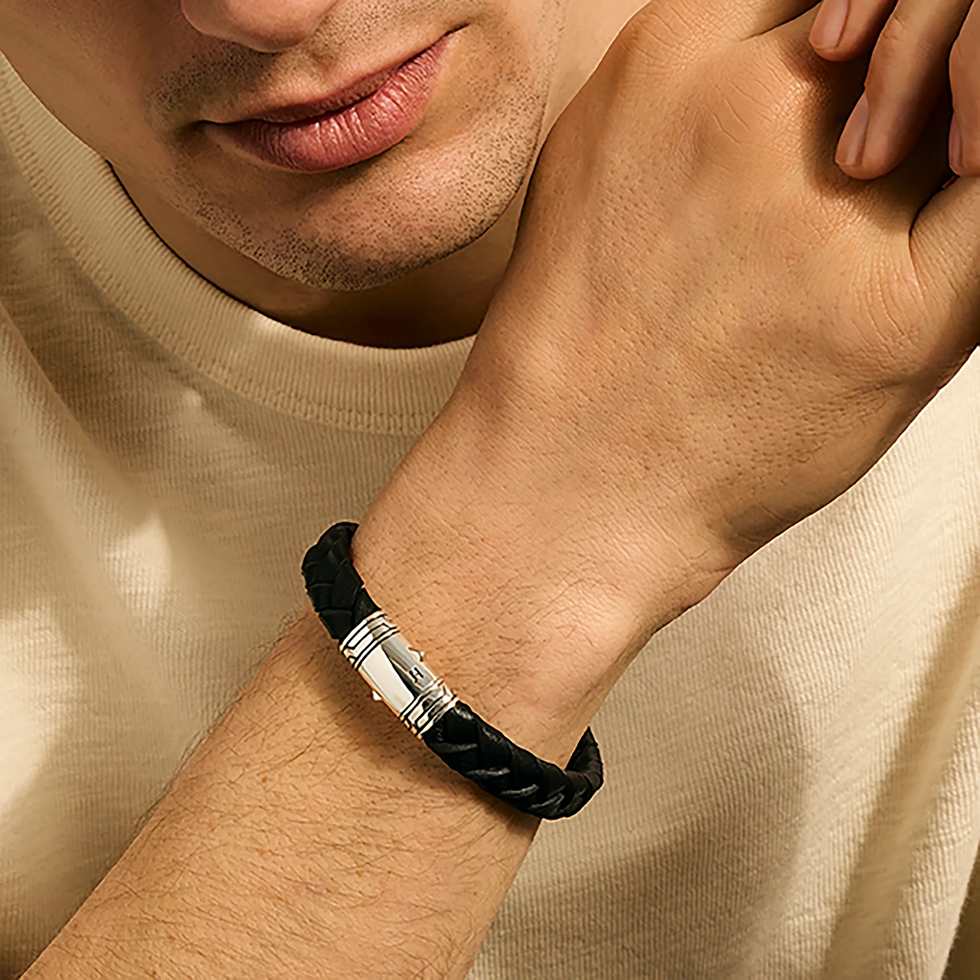 Leather Bracelet, Sterling Silver|BU986577BL - Image 5