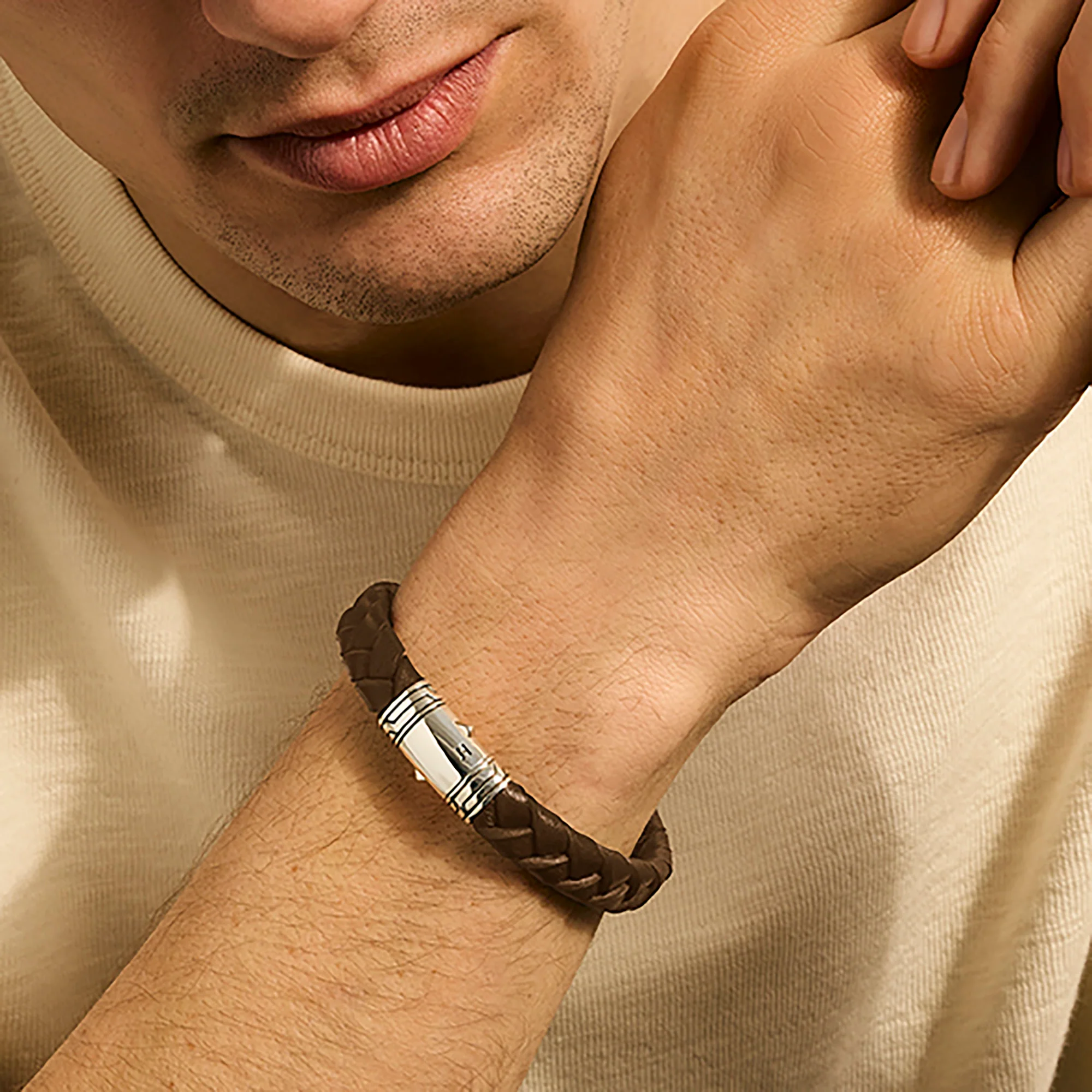 Leather Bracelet, Sterling Silver|BU986577BR - Image 5