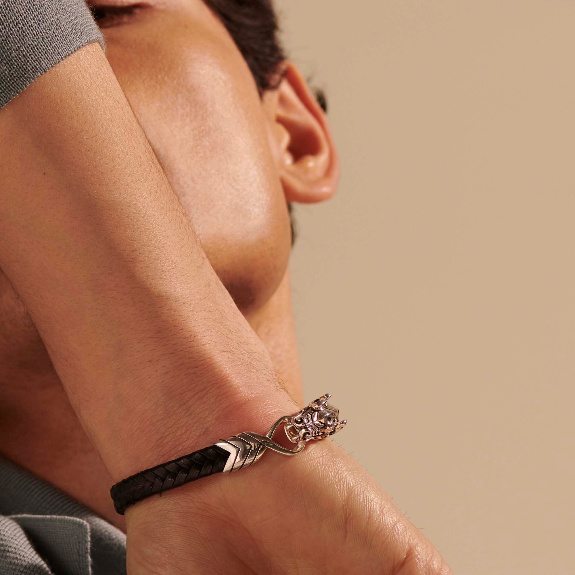 Naga Bracelet, Sterling Silver, Leather|BMS6511522BLBSP - Image 6