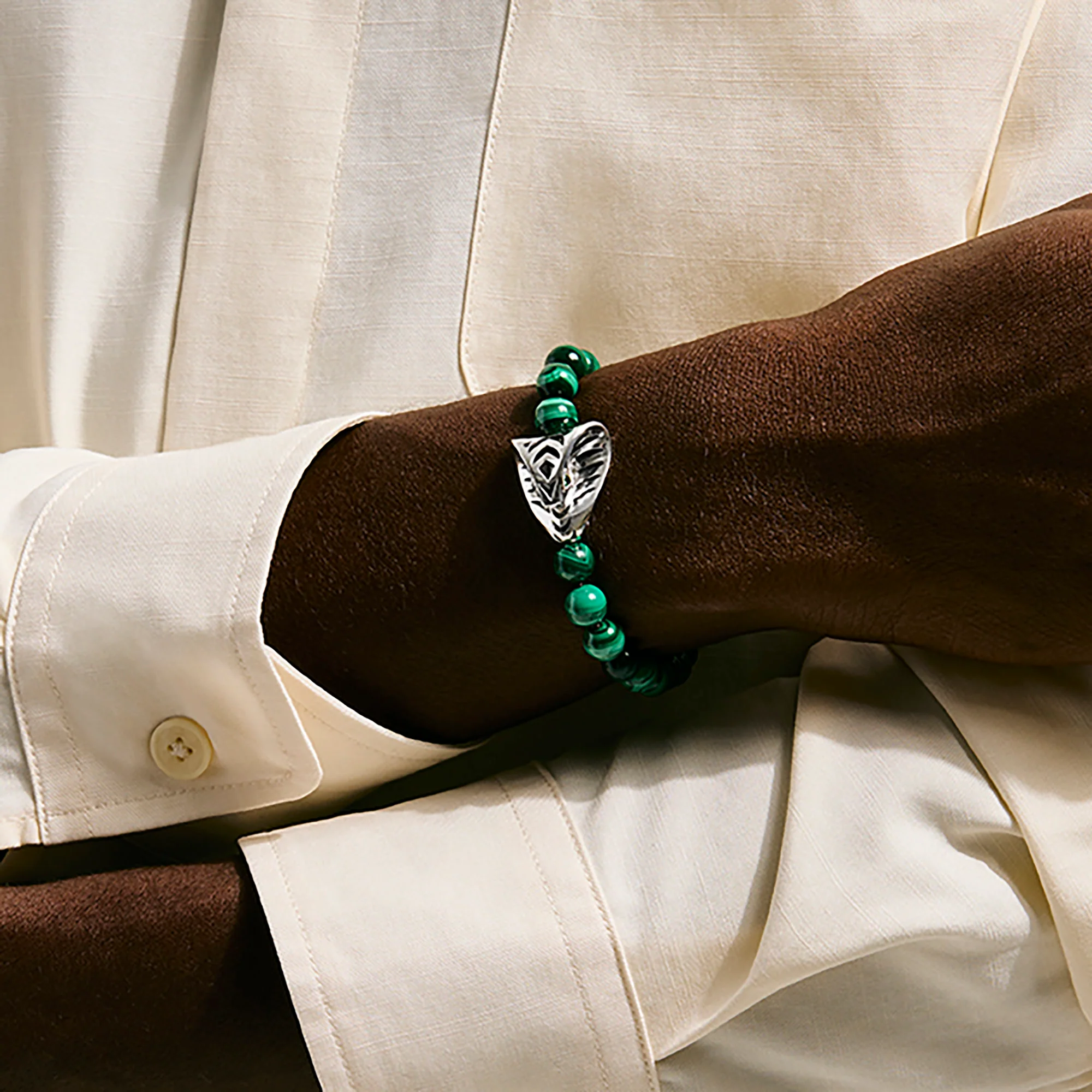 Legends Cobra Bracelet, Sterling Silver, Malachite, 8MM|BUS603841MHTS - Image 5