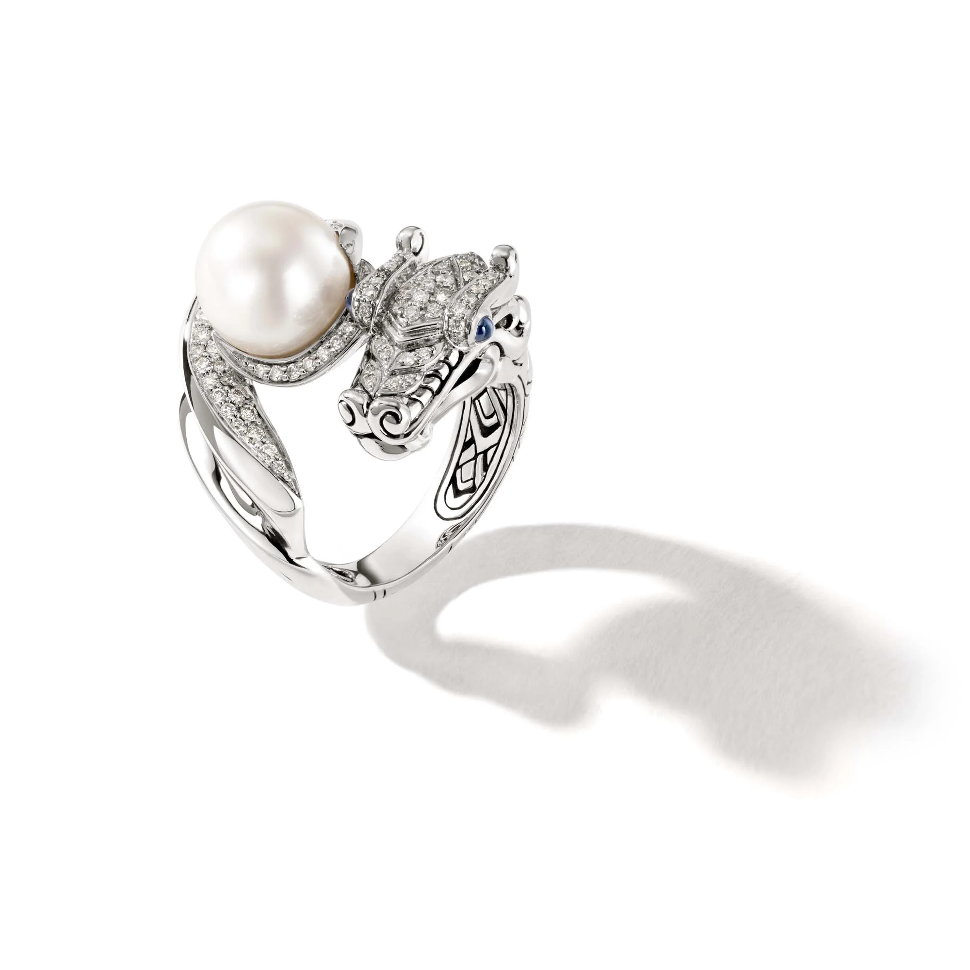 Naga Ring, Sterling Silver, Diamonds, Pearl|RBP603132BSPDI - Image 3