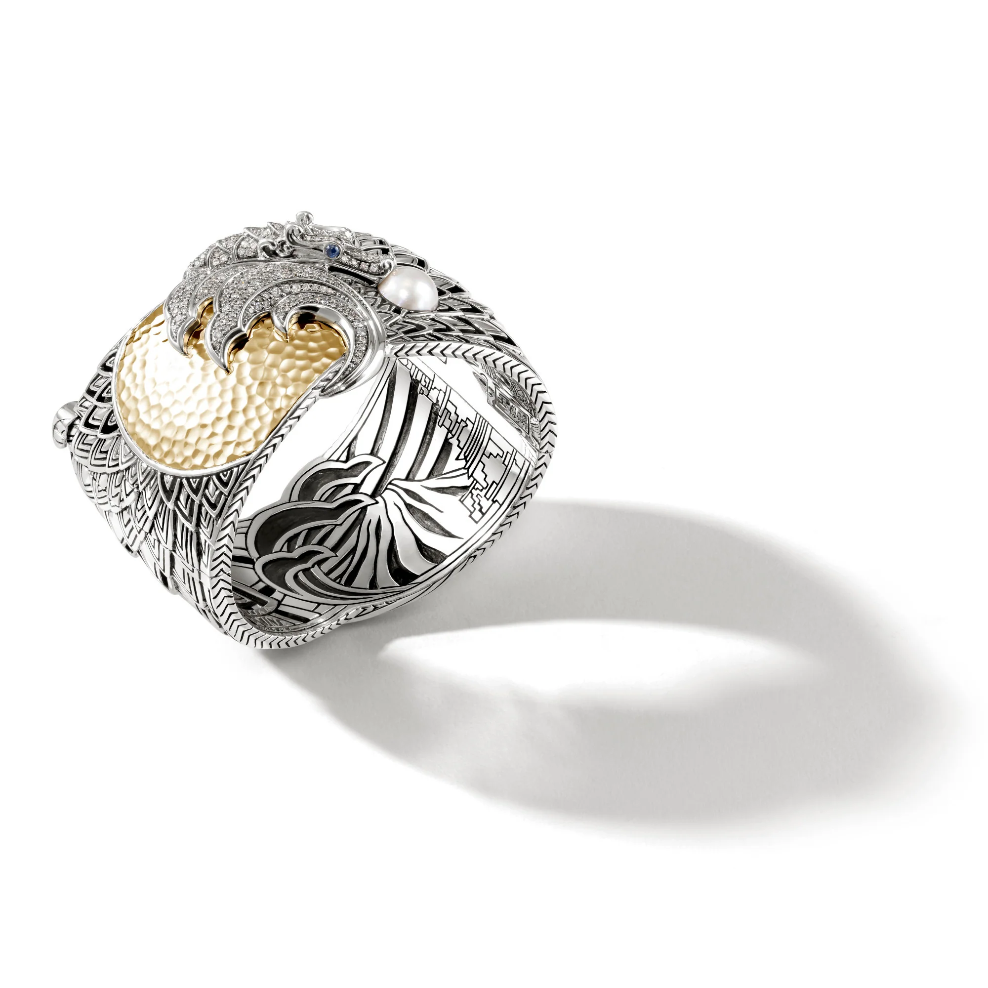Naga Bangle, Silver, Gold, Diamonds, Pearl|BZP603122BSPDI - Image 3