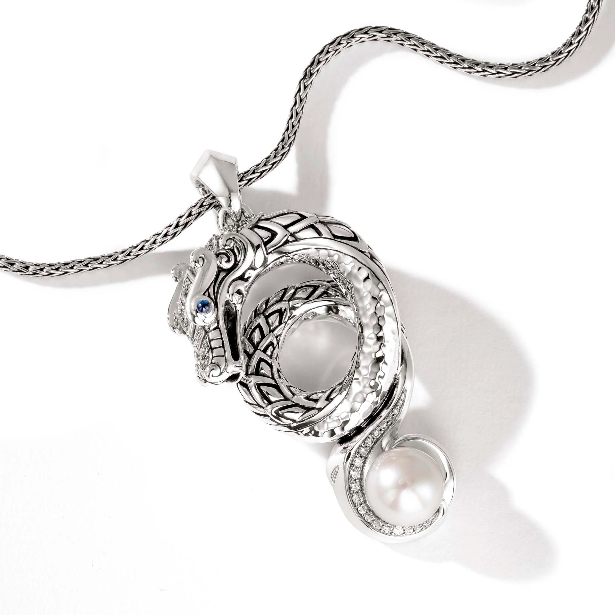 Naga Necklace, Silver, Diamonds, Pearl|NBP603142BSPDI - Image 3