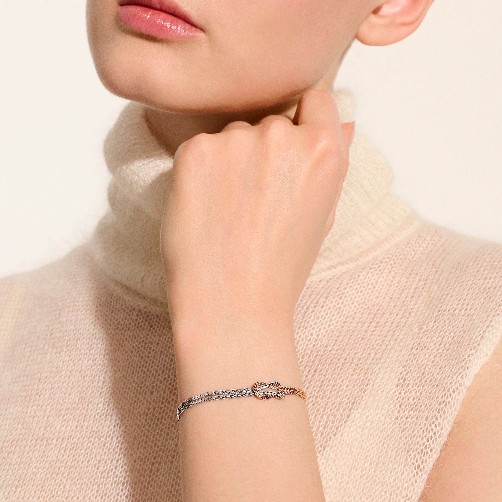 Love Knot Bracelet, Rose Gold, Sterling Silver, 3.6MM|BUZZ900776R - Image 6