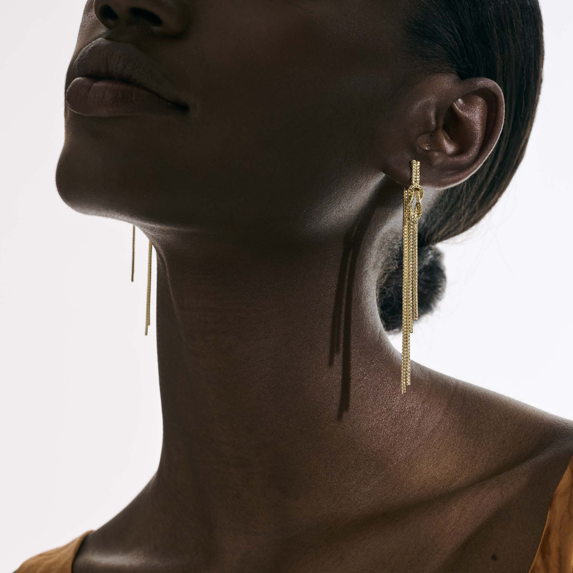 Love Knot Drop Earrings, Gold|EGG901063 - Image 5