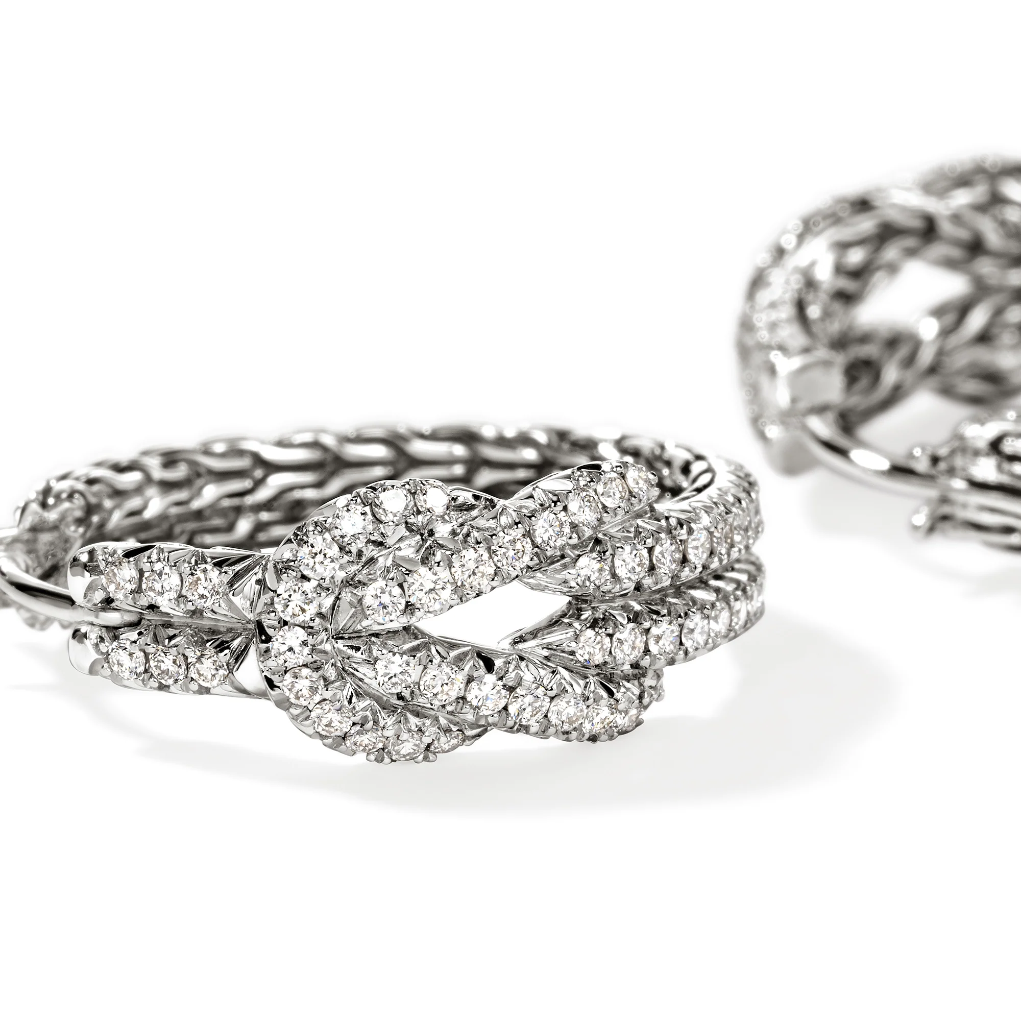Love Knot Earrings, Sterling Silver, Diamonds, 22MM|EBP9009902DI - Image 2