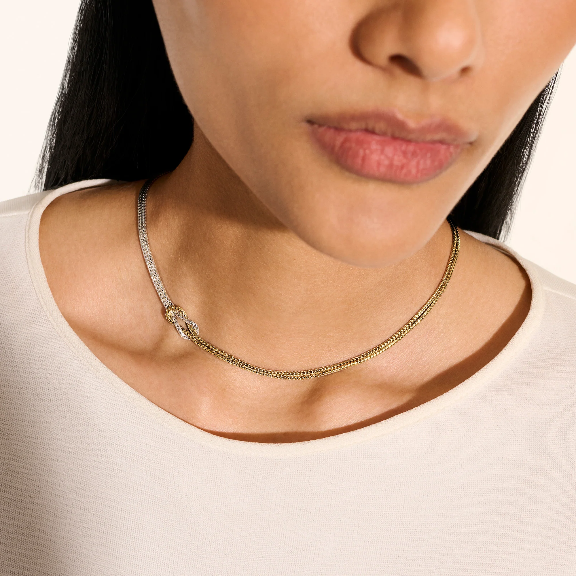 Love Knot Necklace, Gold, Sterling Silver, 3.6MM|NZZ98756 - Image 4