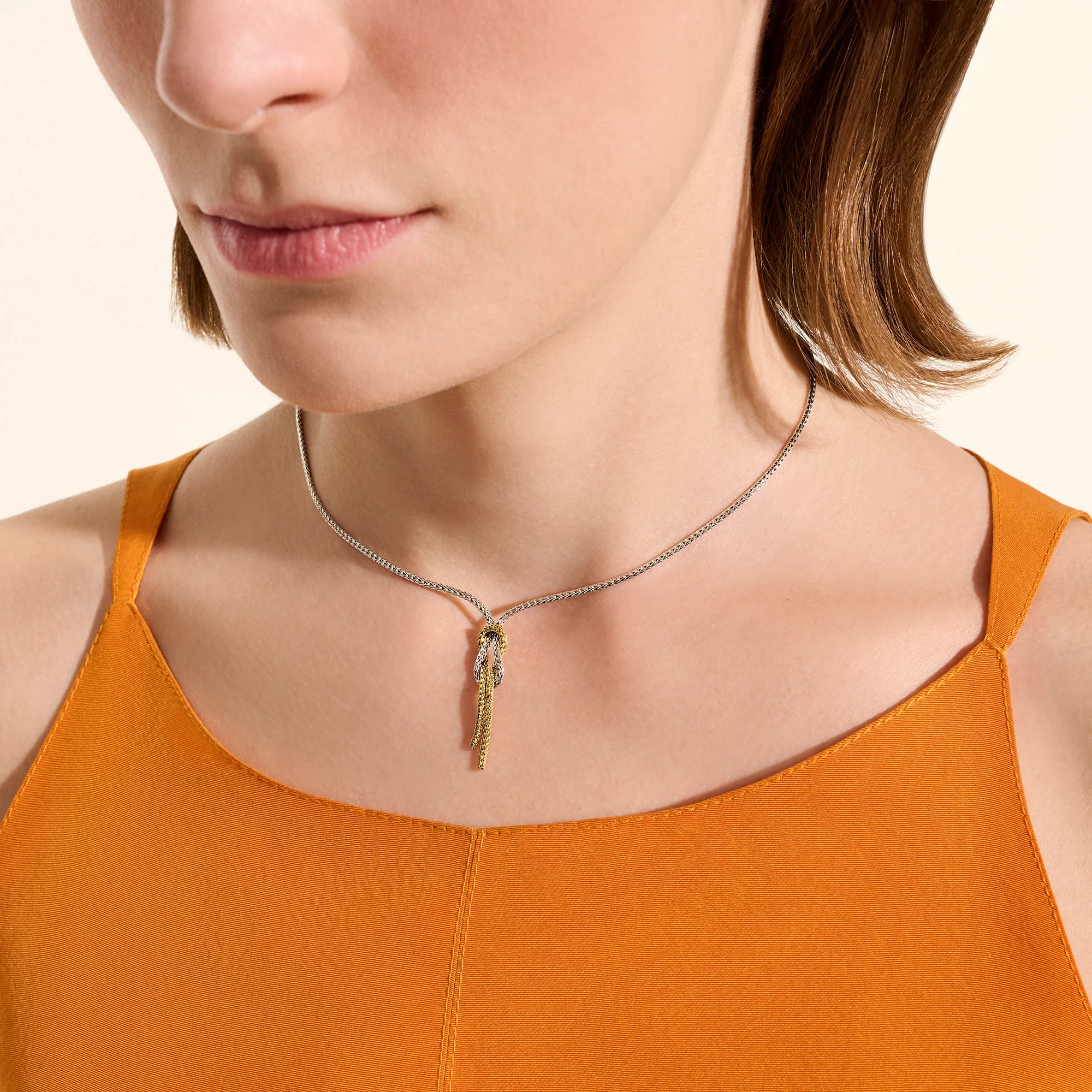 Love Knot Y Necklace, Gold, Sterling Silver, 1.8MM|NZZ98683 - Image 4