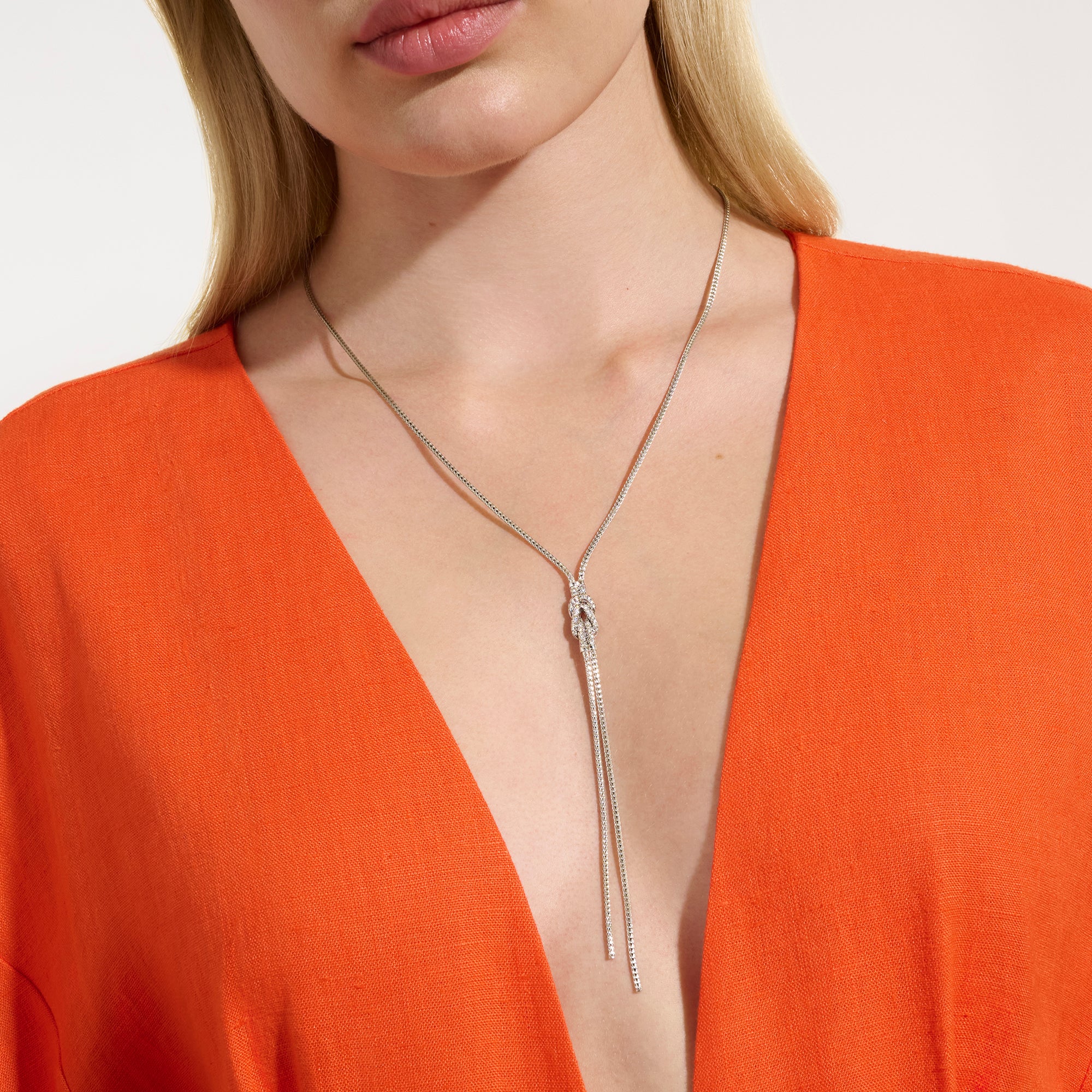Love Knot Y Necklace, Sterling Silver, Diamonds|NBP987832DI - Image 5