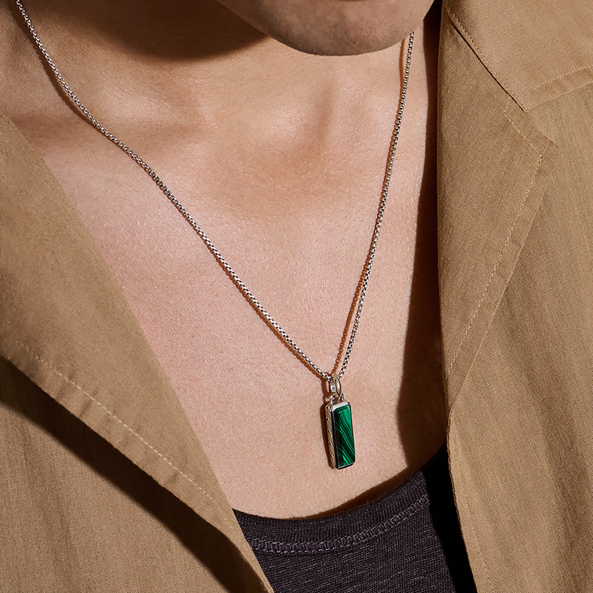 Malachite Talisman Necklace, Sterling Silver|NMS988001MH - Image 4