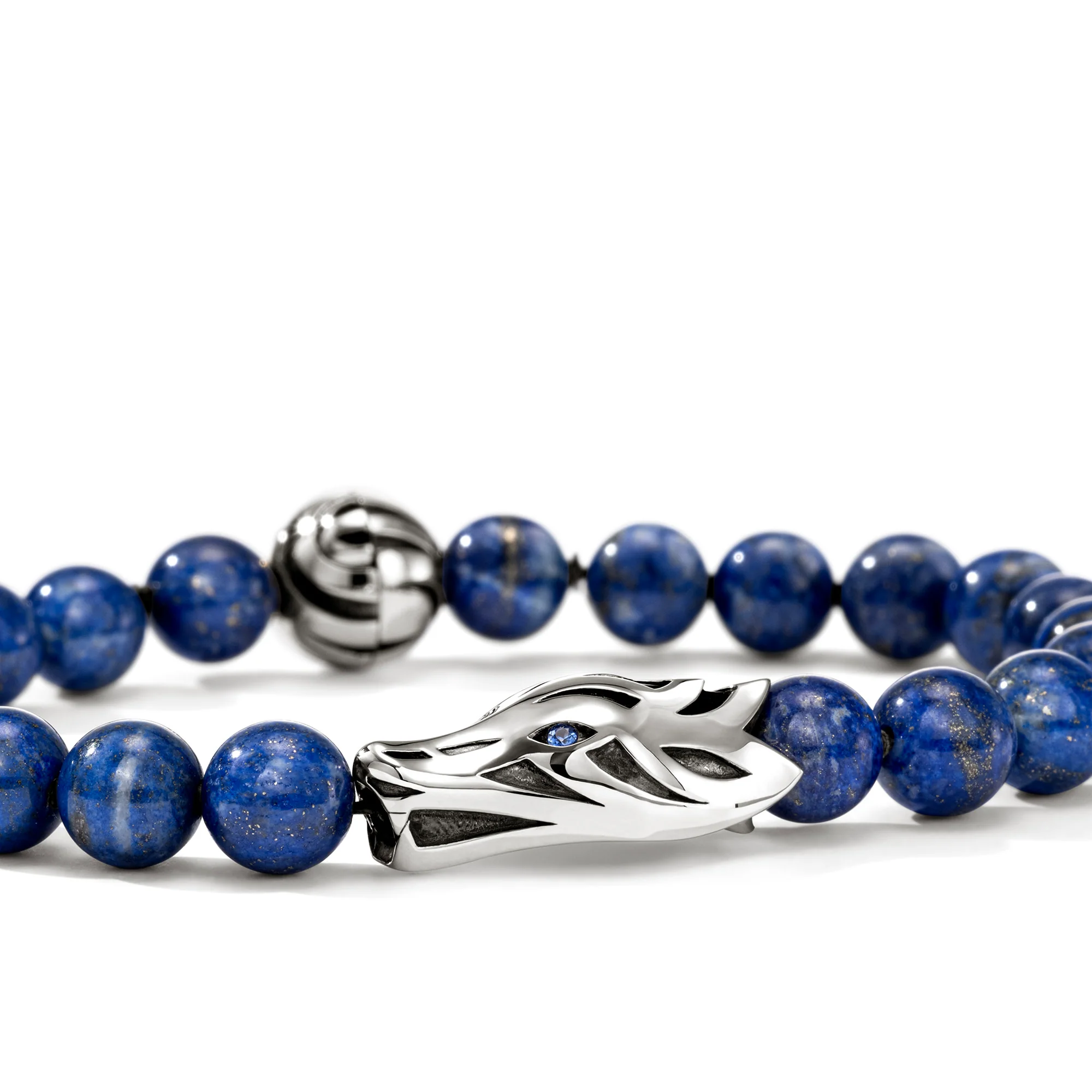 Naga Beaded Bracelet, Sterling Silver, Lapiz Lazuli, 8MM|BUS603861LPZBSP - Image 2