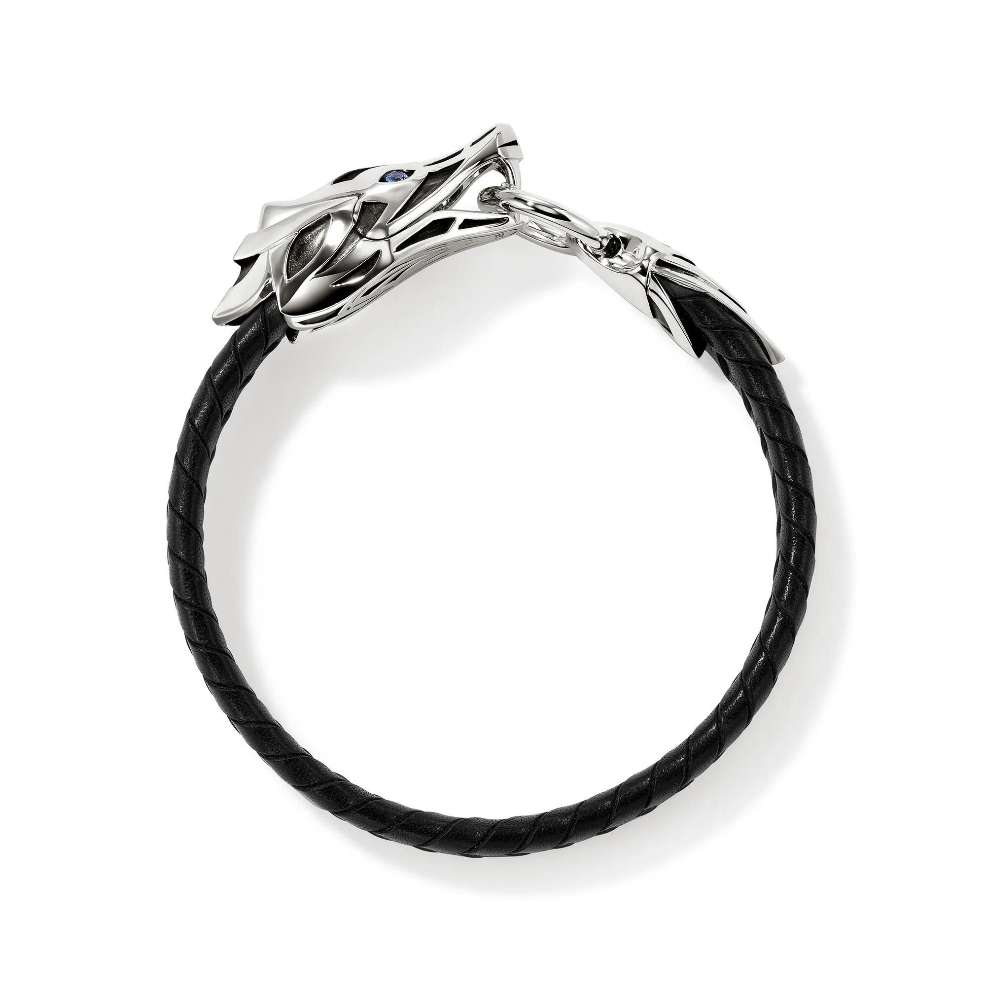 Naga Bracelet, Leather, Sterling Silver, Blue Sapphire, 10MM|BUS603611BSP - Image 5