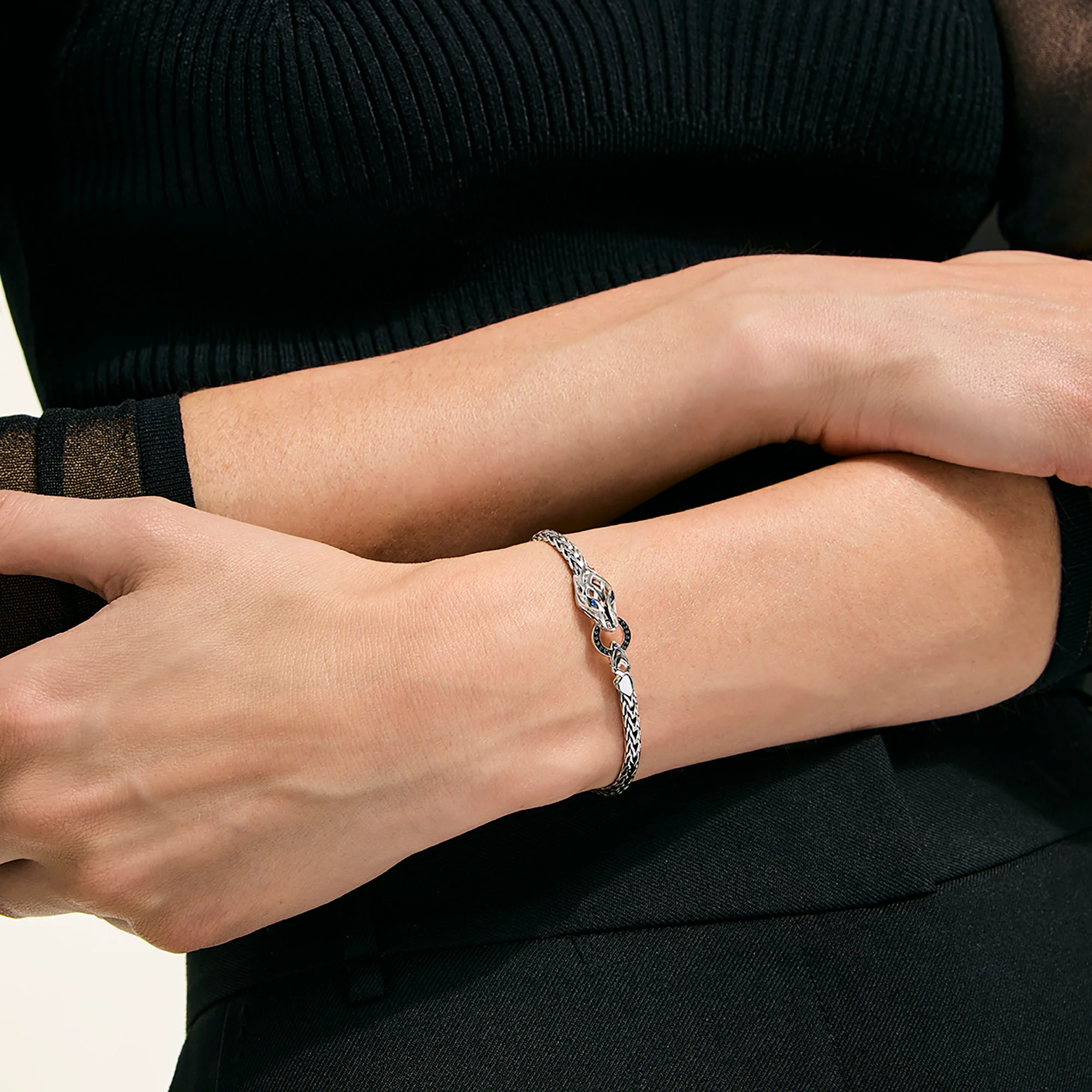Naga Bracelet, Sterling Silver, Black Sapphire, 3.5MM|BUS603754BSPBLS - Image 5