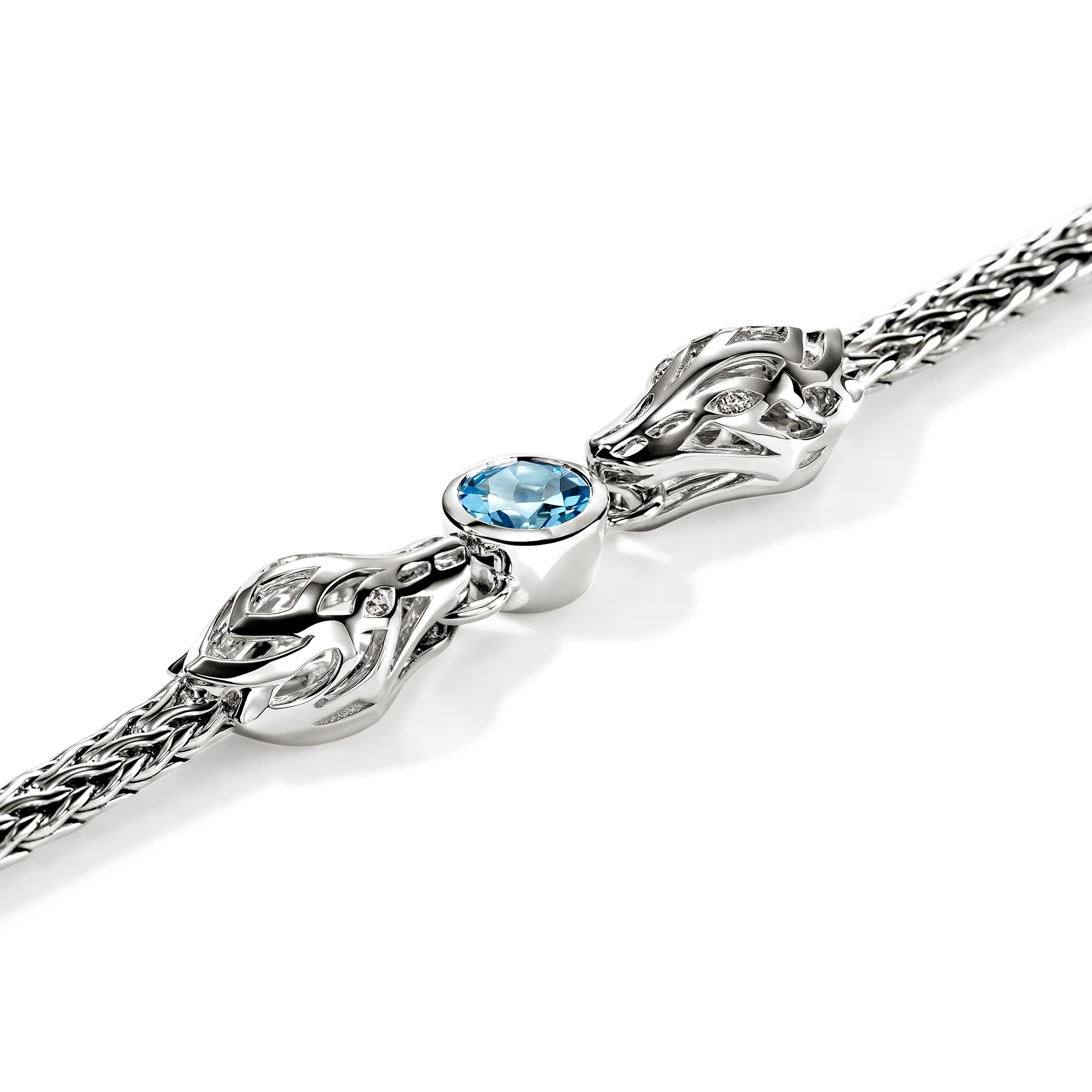 Naga Bracelet, Sterling Silver, Blue Topaz, Diamond 3.5MM|BUS604231SBTDI - Image 2