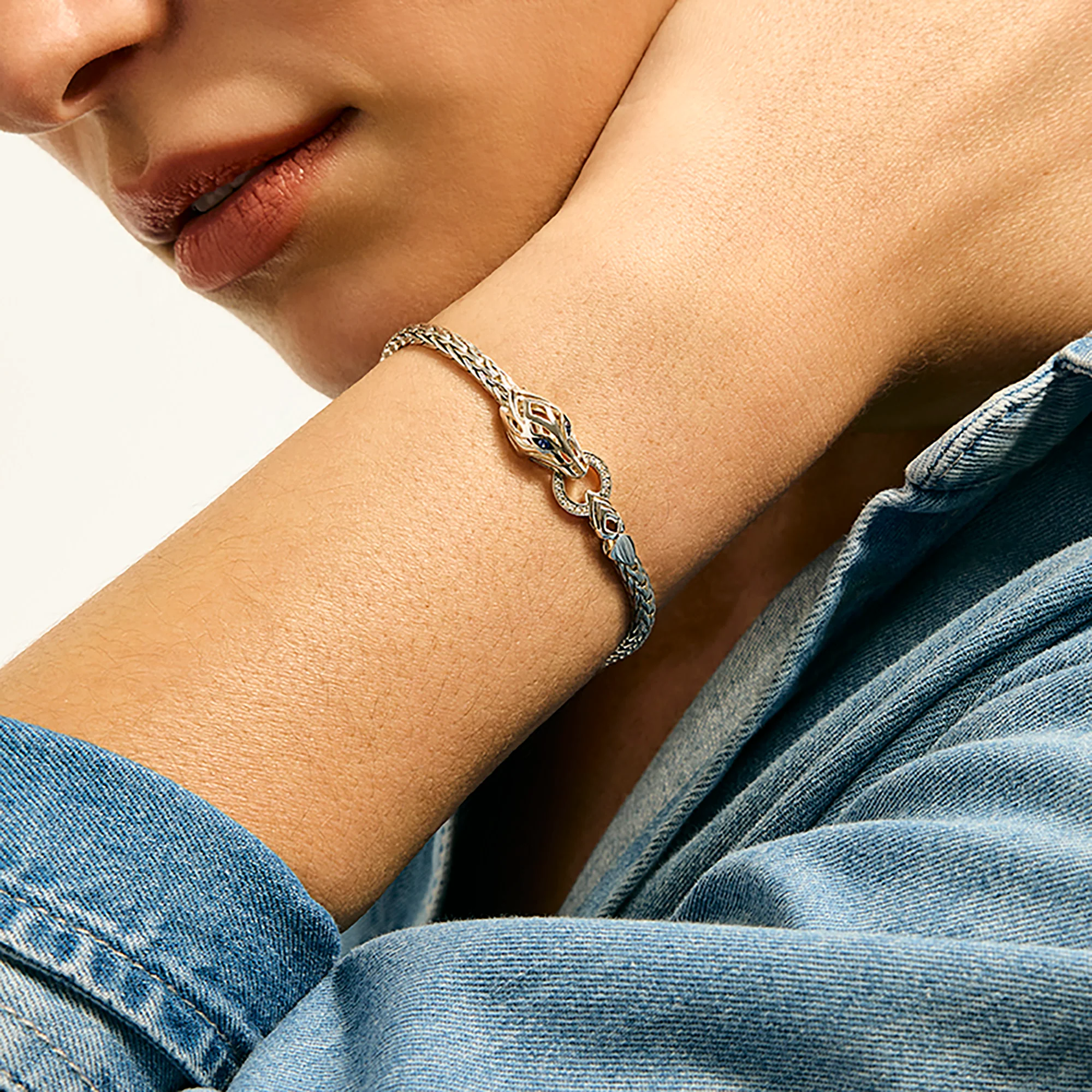 Naga Bracelet, Sterling Silver, Diamonds, Blue Sapphires, 3.5MM|BUP603752BSPDI - Image 5