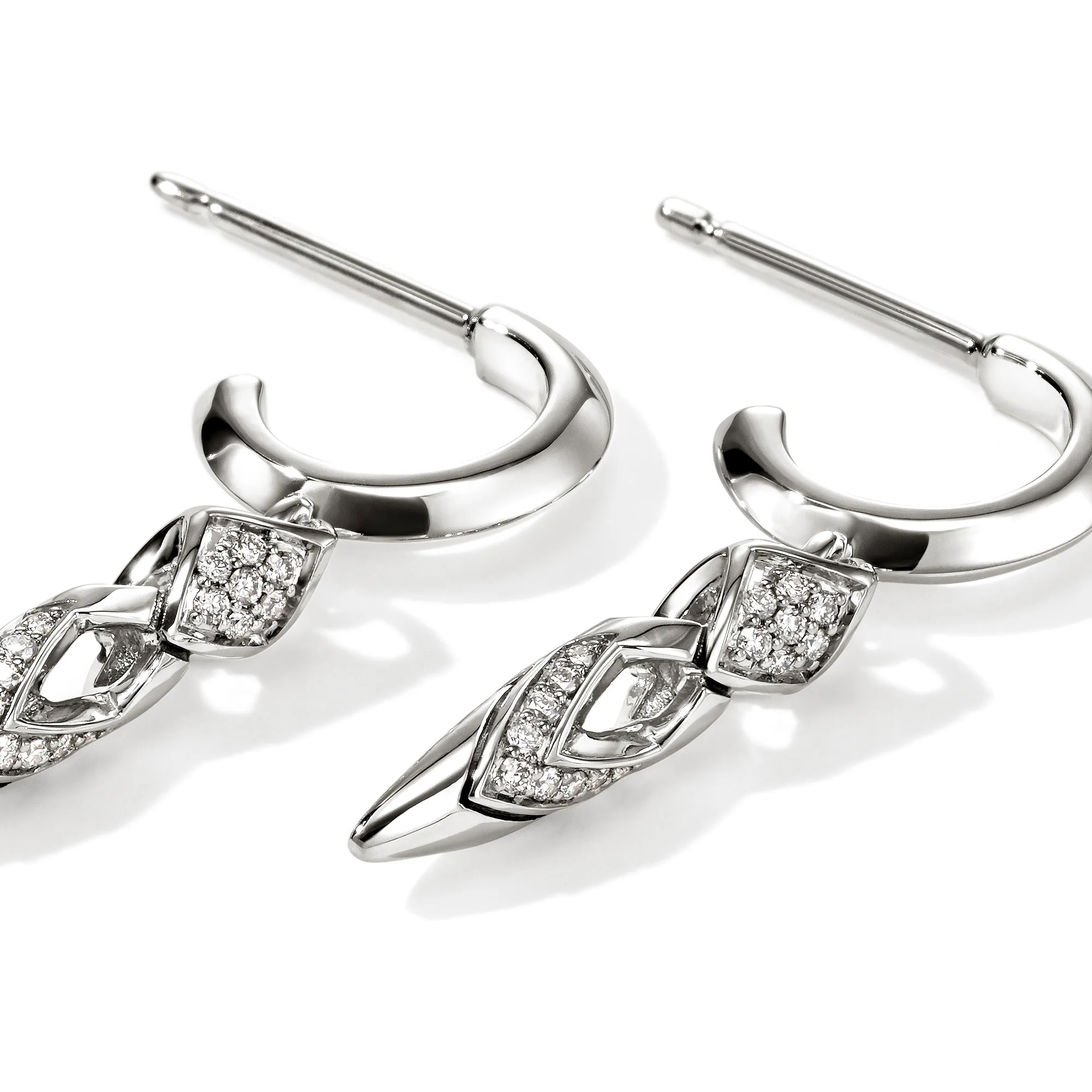 Naga Drop Earrings, Sterling Silver, Diamonds|EBP603982DI - Image 2