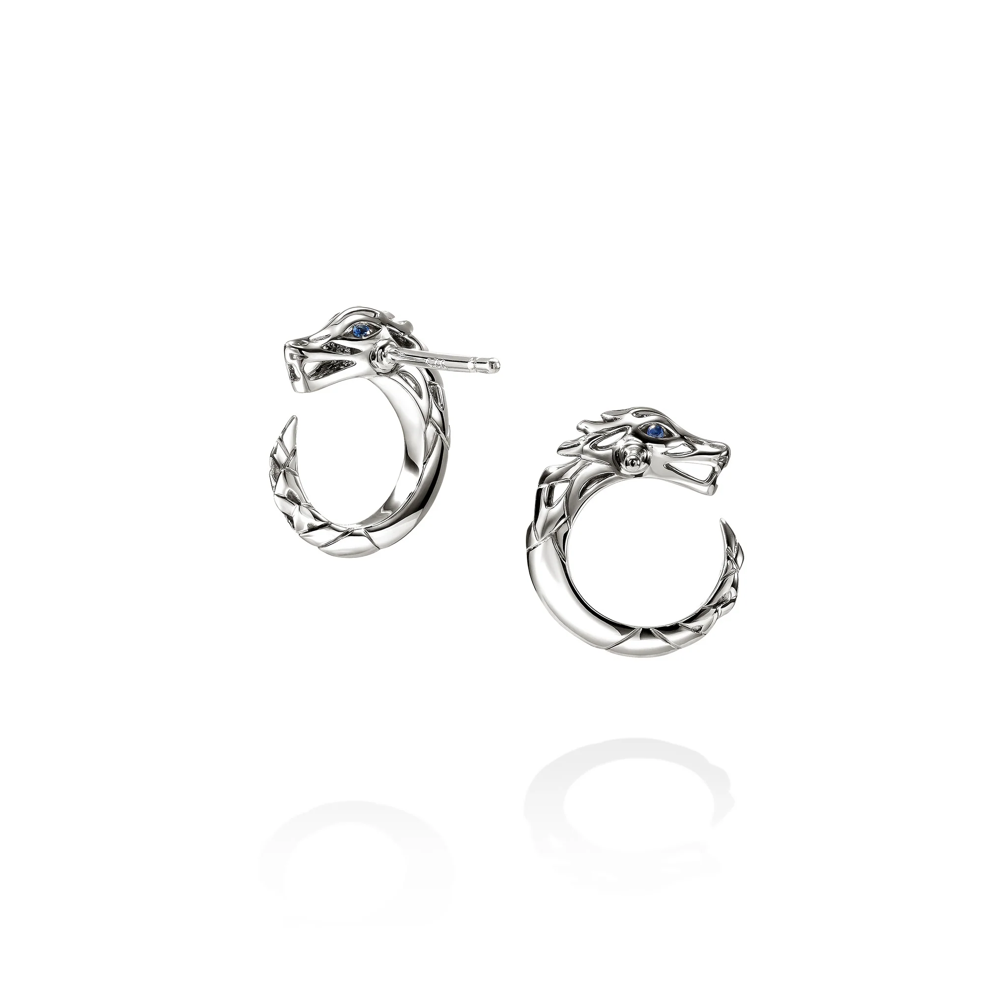 Naga Earrings, Sterling Silver, Blue Sapphires|EBS603731BSP - Image 3