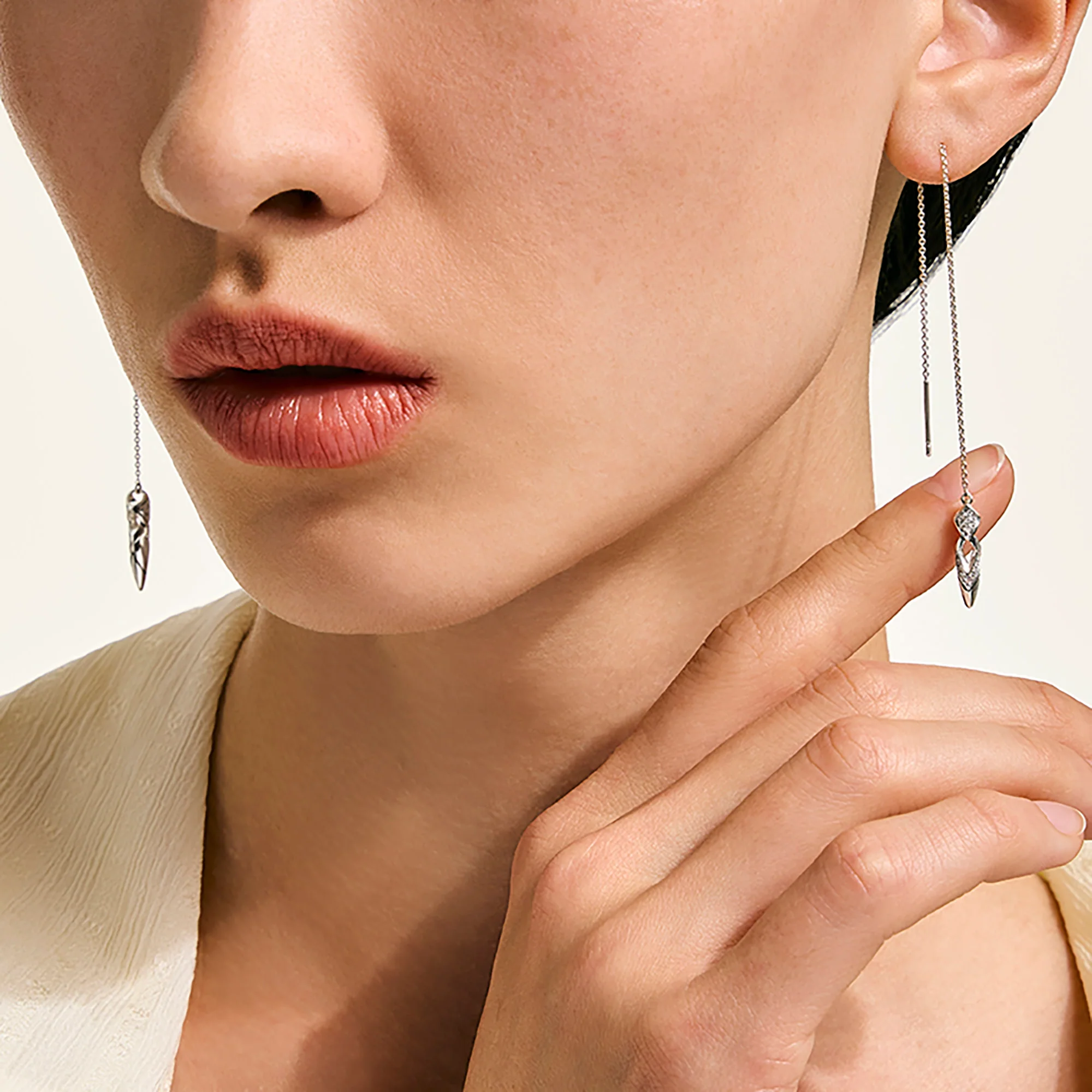 Naga Earrings, Sterling Silver, Diamonds|EBP604062DI - Image 4