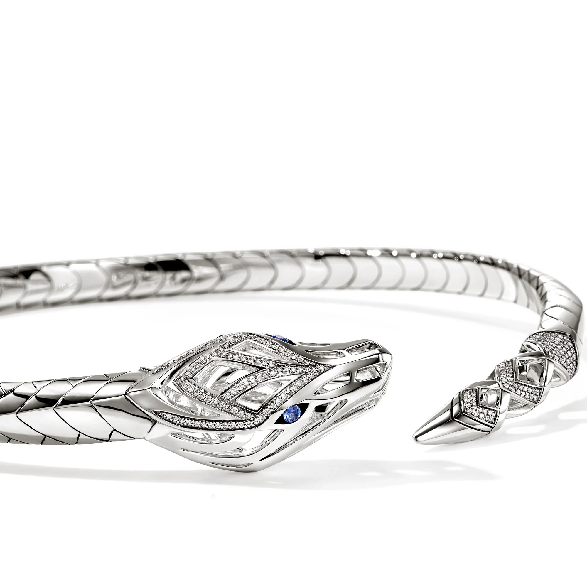 Naga Flex Choker, Sterling Silver, Diamonds, Blue Sapphire, 8MM|NBP603652BSPDI - Image 2