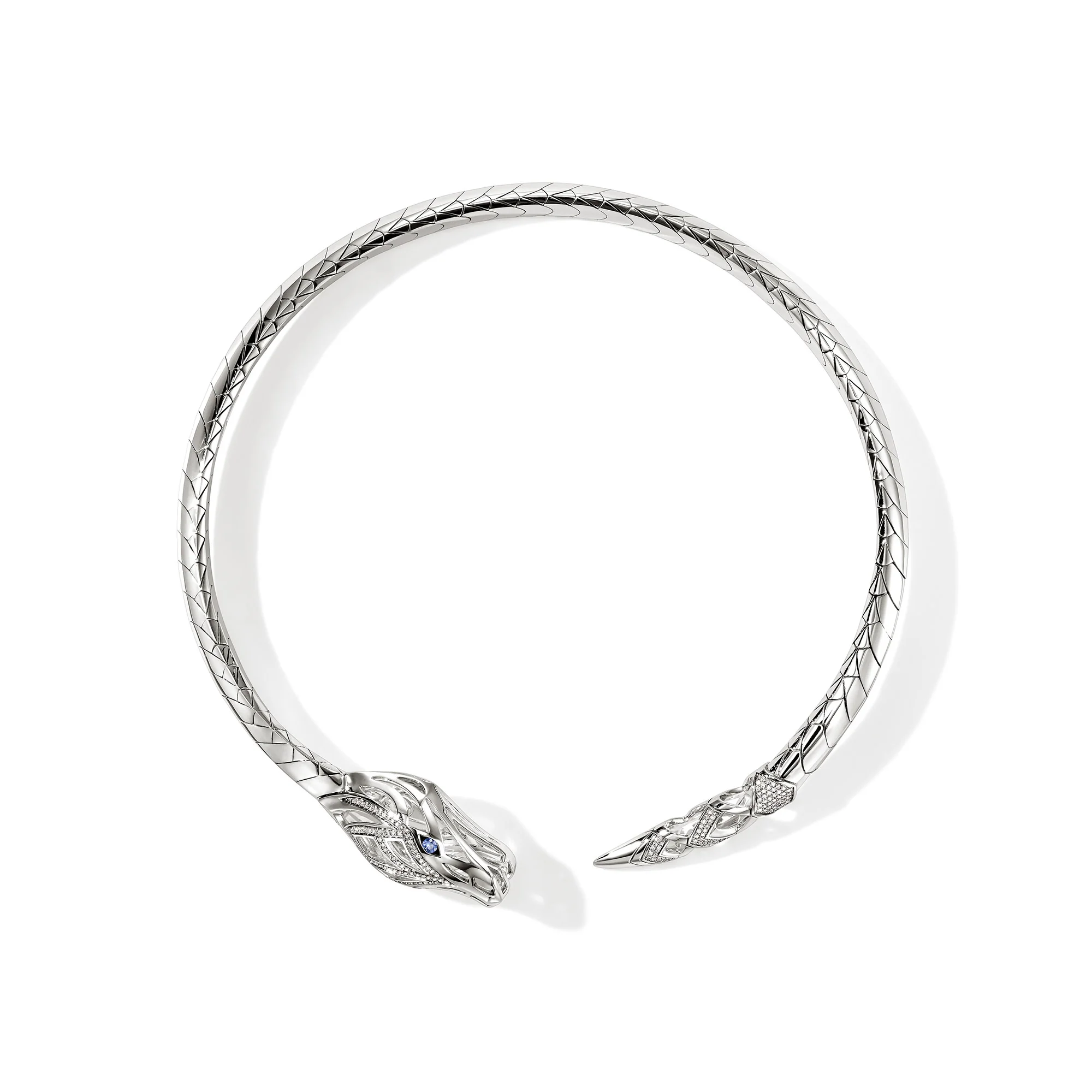 Naga Flex Choker, Sterling Silver, Diamonds, Blue Sapphire, 8MM|NBP603652BSPDI - Image 3