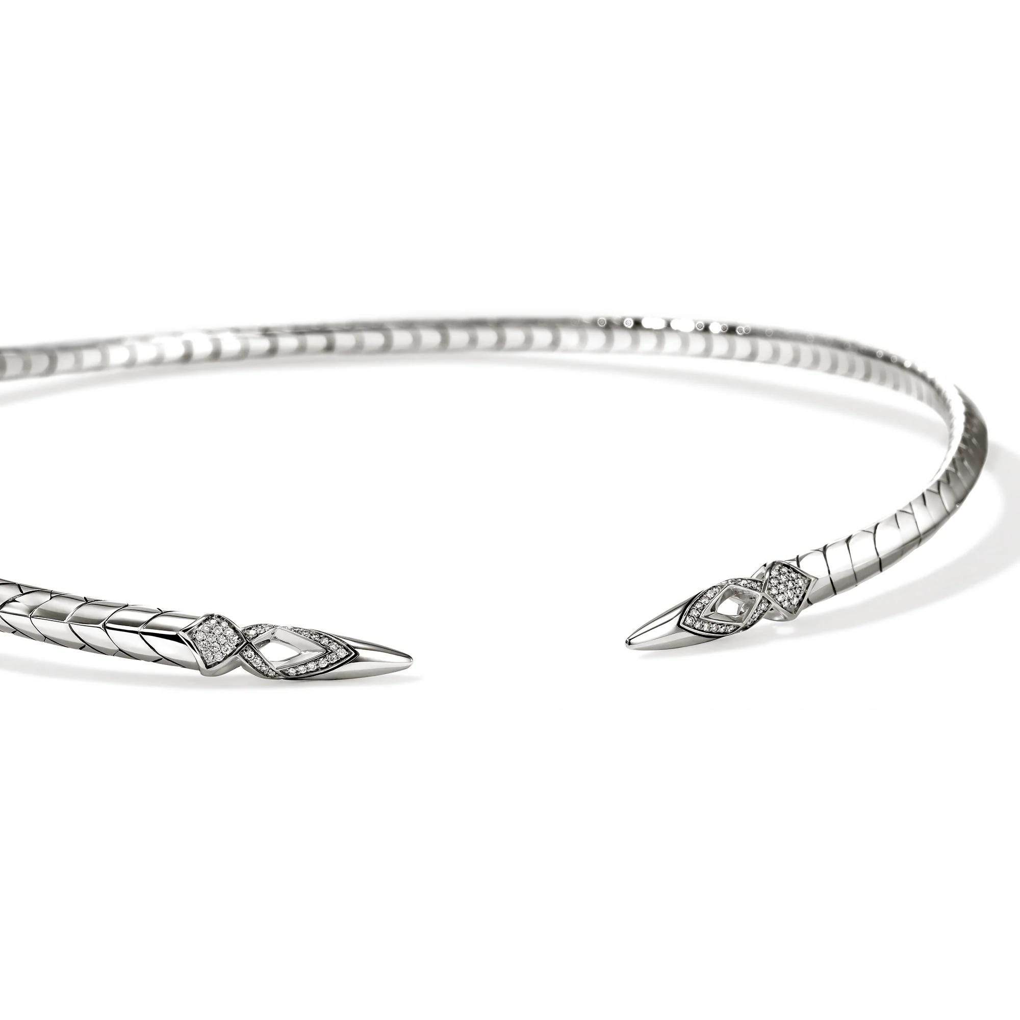 Naga Flex Collar, Sterling Silver,  Diamonds, 5MM|NBP603932DI - Image 2