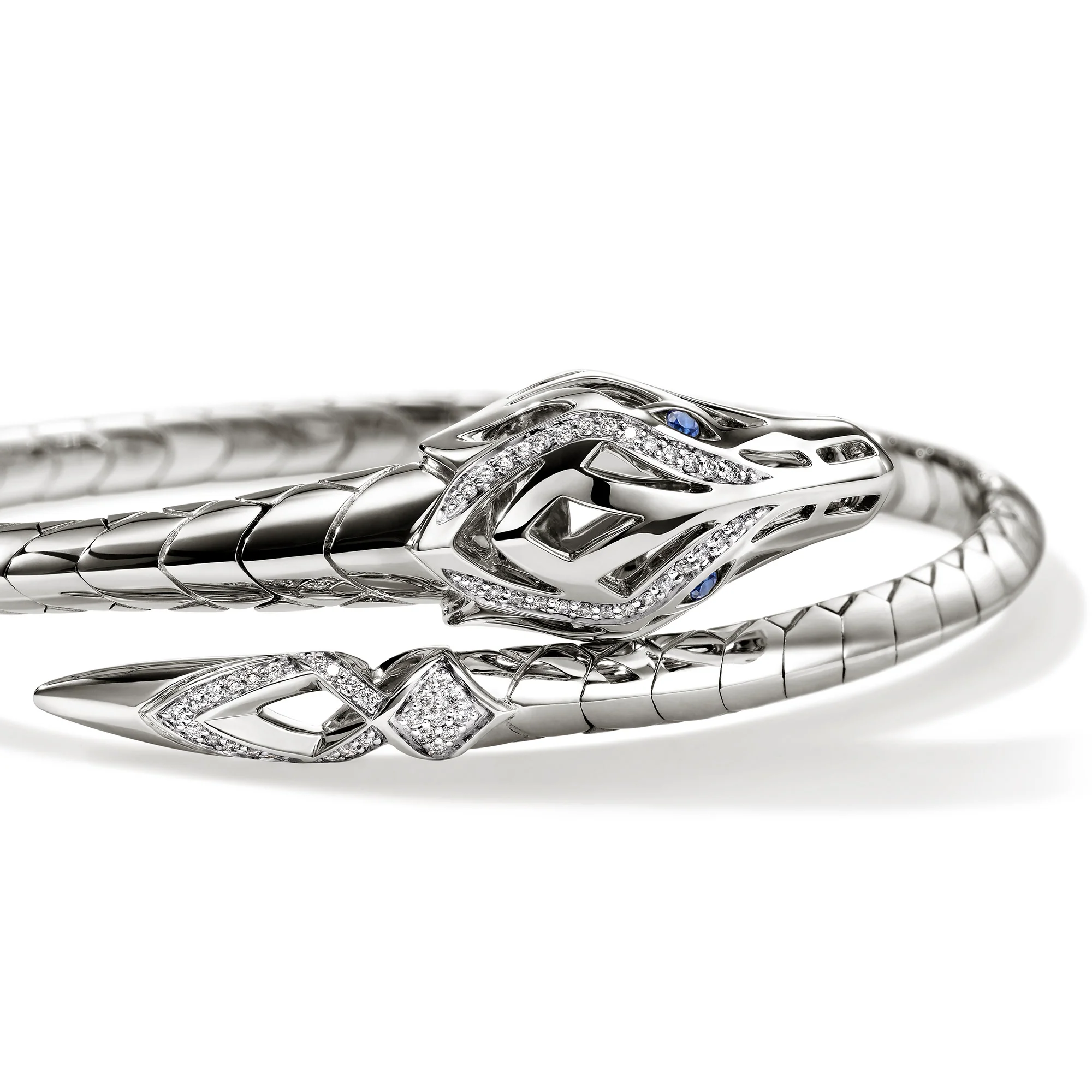 Naga Flex Cuff, Sterling Silver, Diamonds, Blue Sapphires|CBP603682BSPDI - Image 2