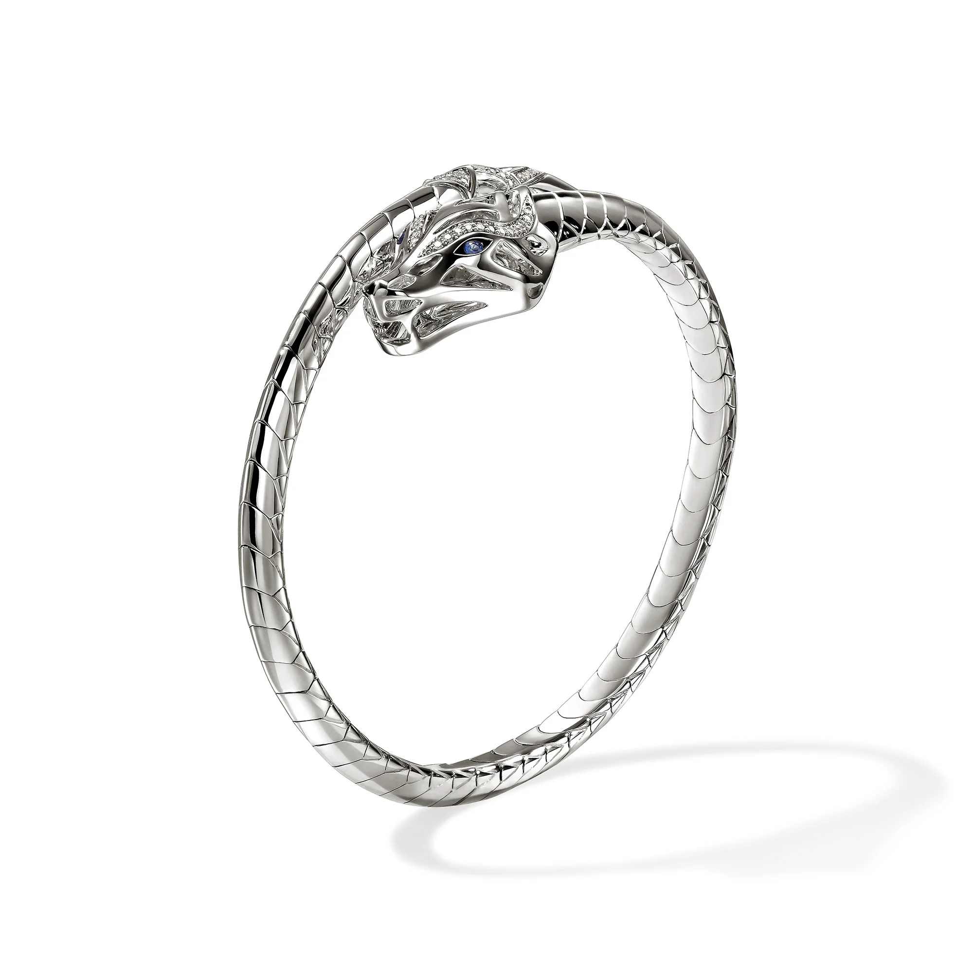 Naga Flex Cuff, Sterling Silver, Diamonds, Blue Sapphires|CBP603682BSPDI - Image 3