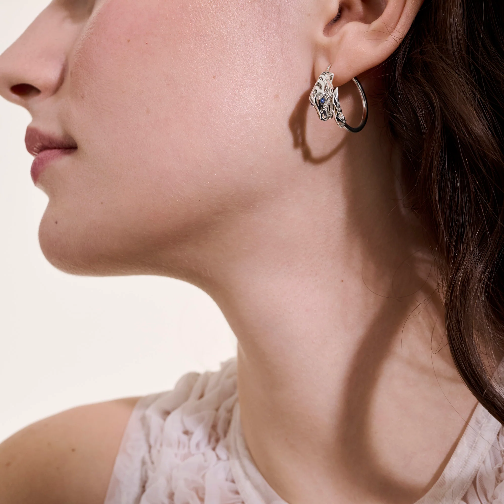 Naga Hoop Earring, Sterling Silver, 25MM|EBS603571BSP - Image 5