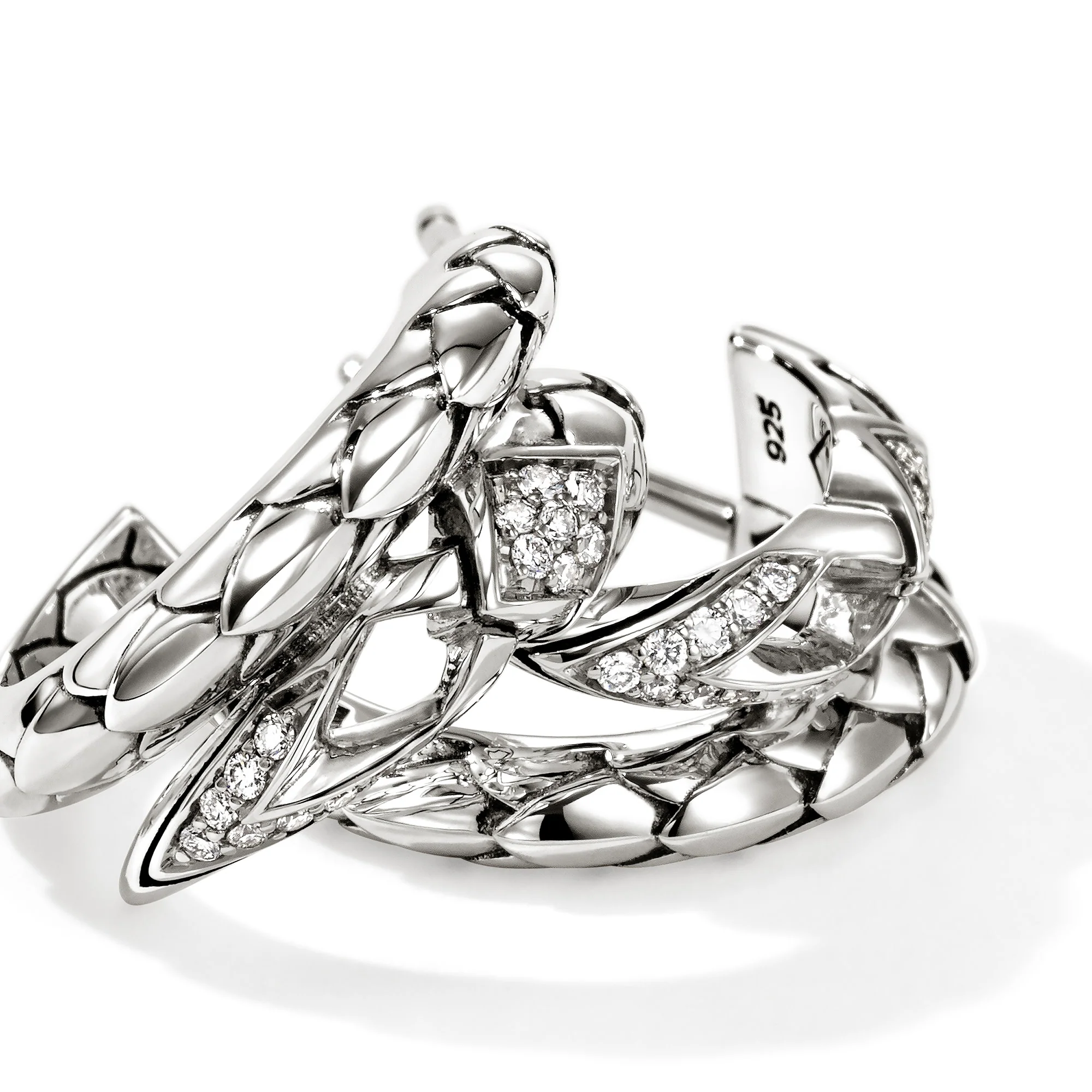 Naga Hoop Earrings, Sterling Silver, Diamonds|EBP604132DI - Image 2