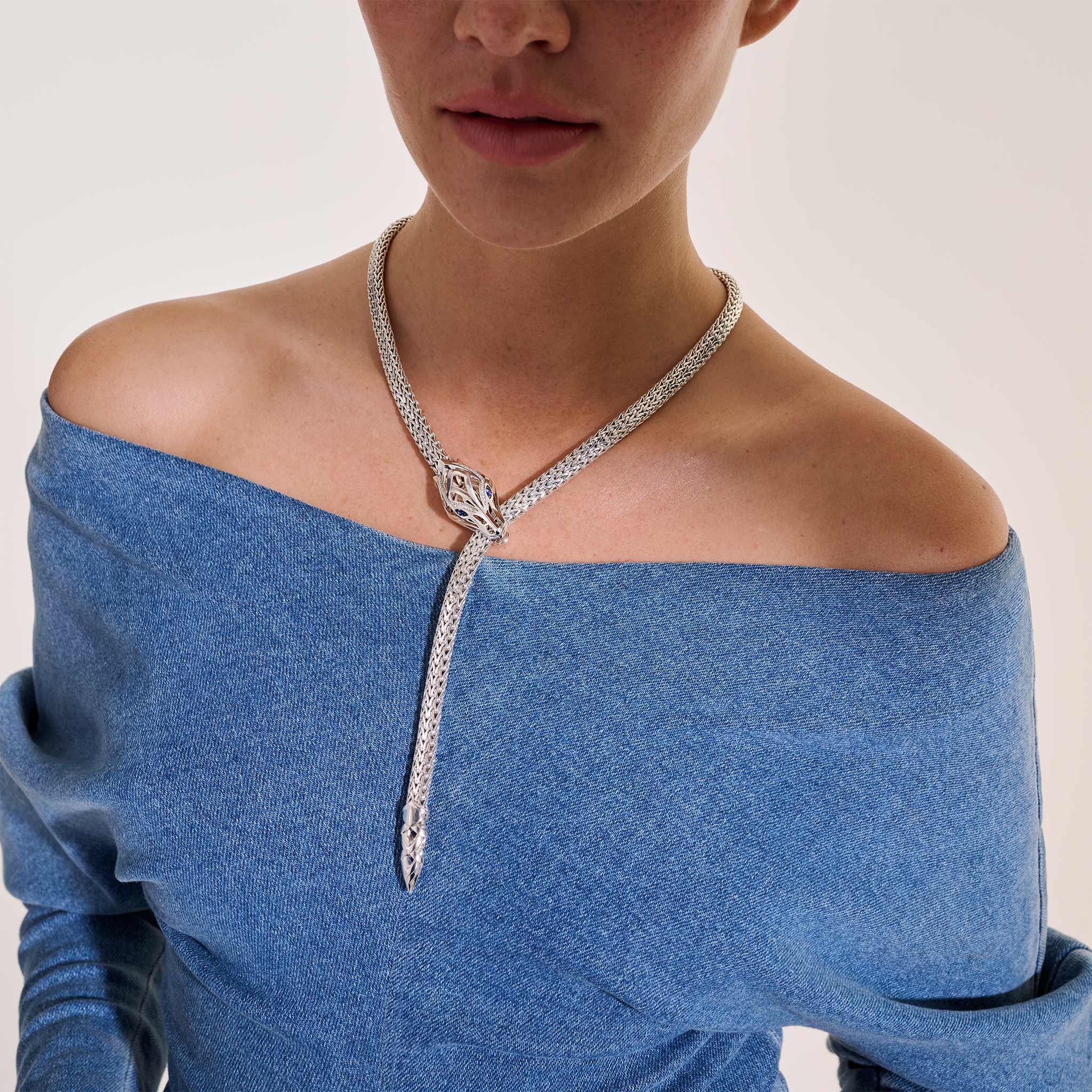 Naga Y Necklace, Sterling Silver, Diamonds, 7.5MM|NBS603561BSPDI - Image 4