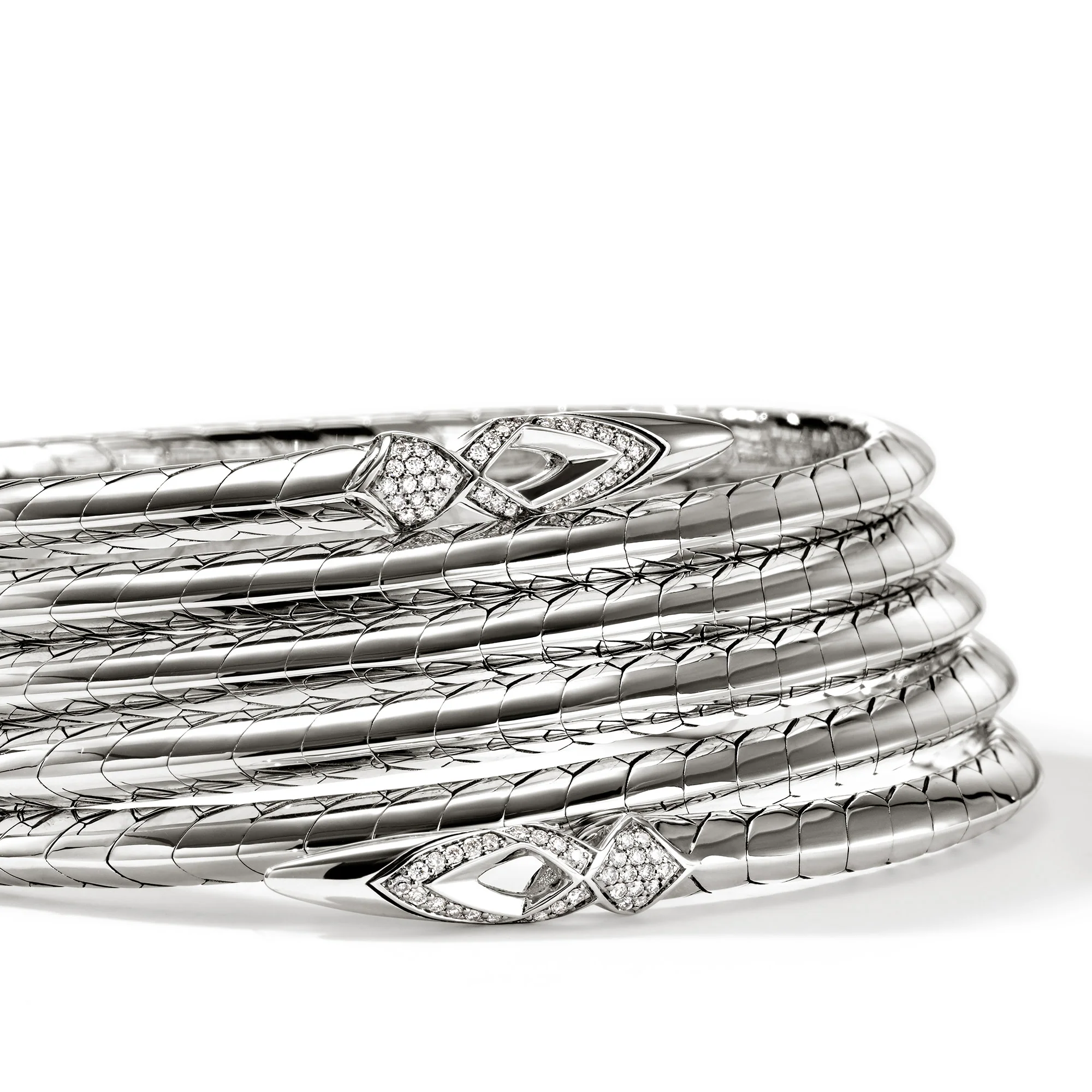 Naga Multi Coil Bracelet, Sterling Silver, Diamonds|BBP603962DI - Image 2