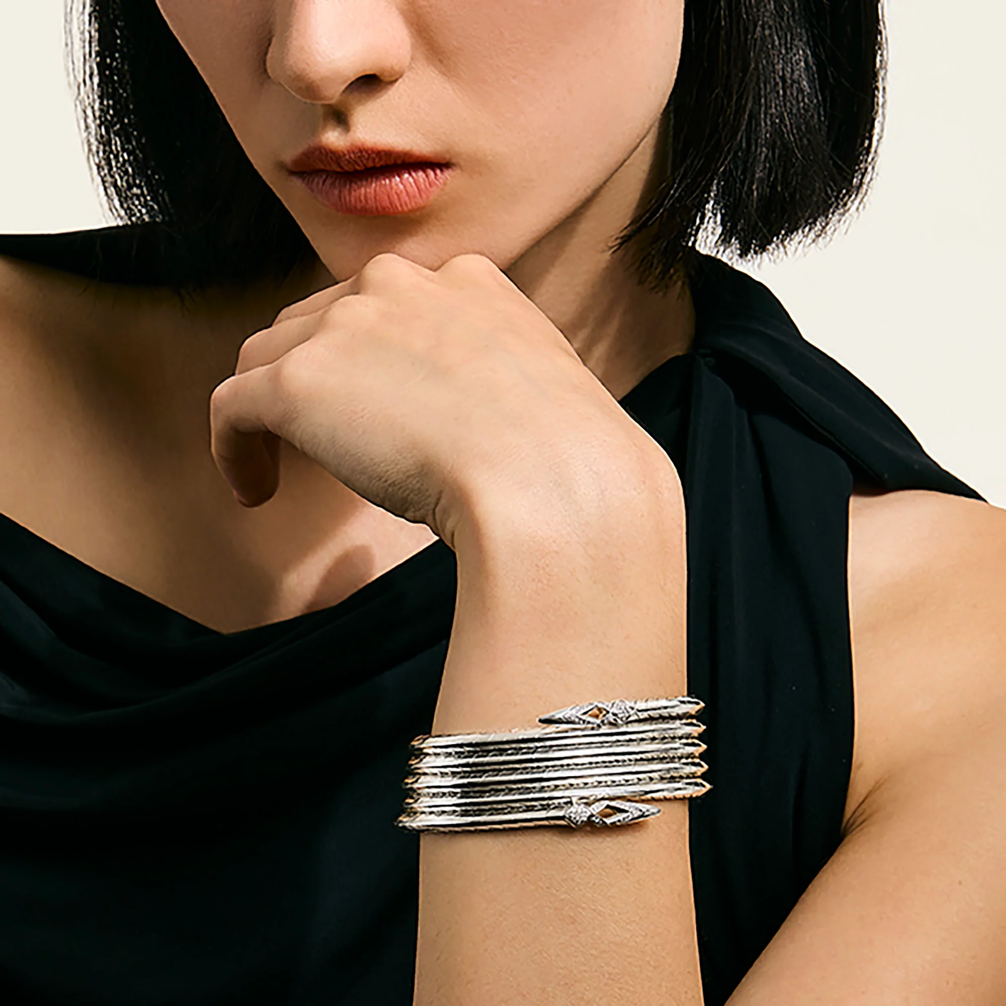 Naga Multi Coil Bracelet, Sterling Silver, Diamonds|BBP603962DI - Image 6