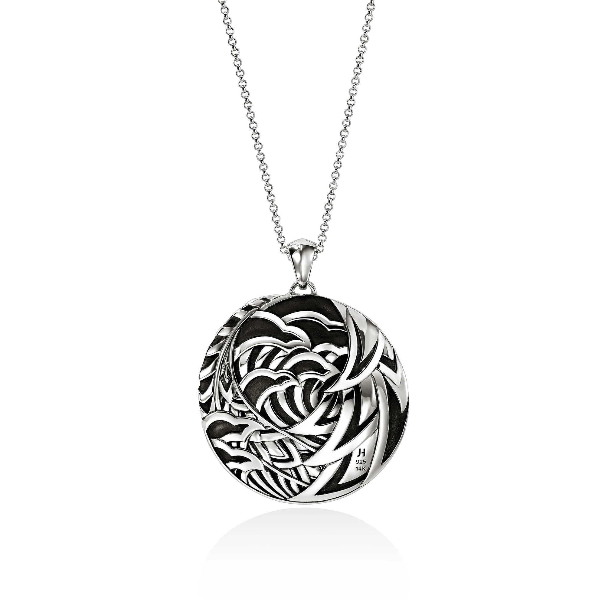 Naga Pendant Necklace, Gold, Sterling Silver, Diamonds, 50MM|NZZP604052BSPDI - Image 3