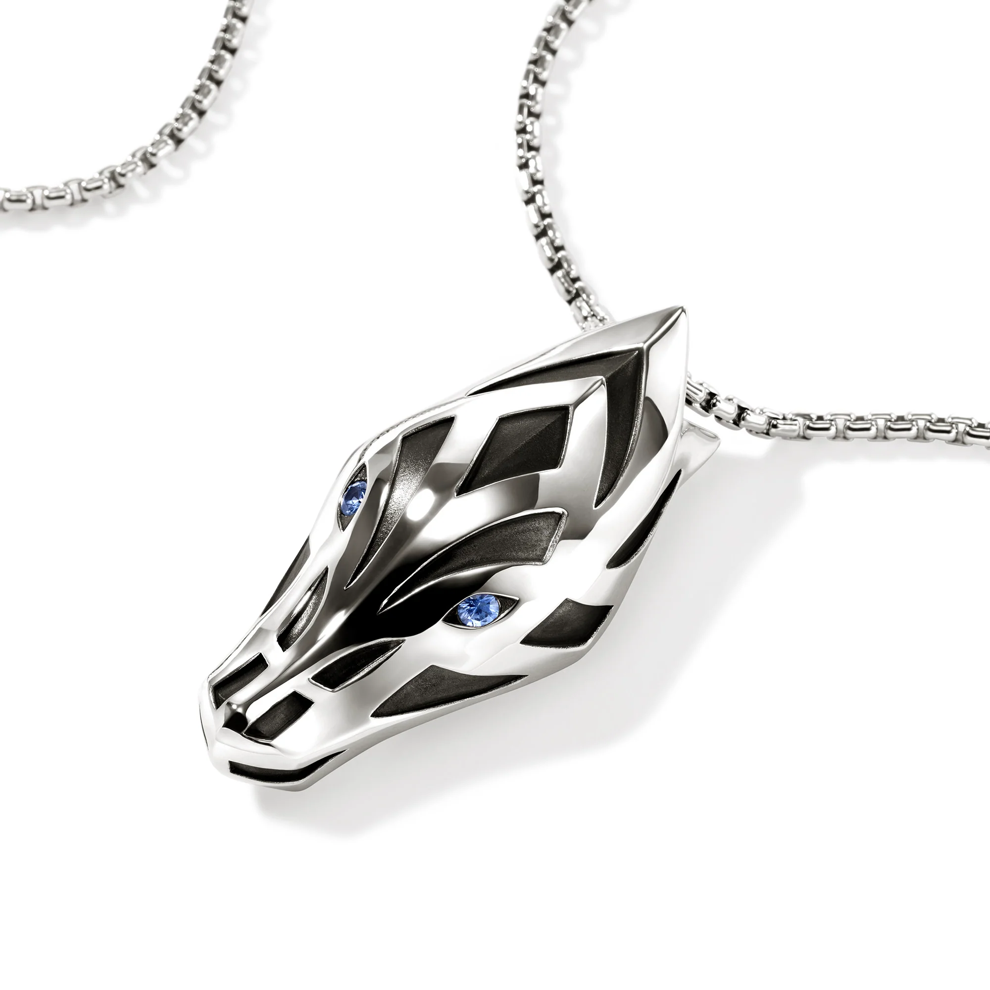 Naga Pendant Necklace, Sterling Silver, Blue Sapphire, 2.7MM|NMS603631BSP - Image 2